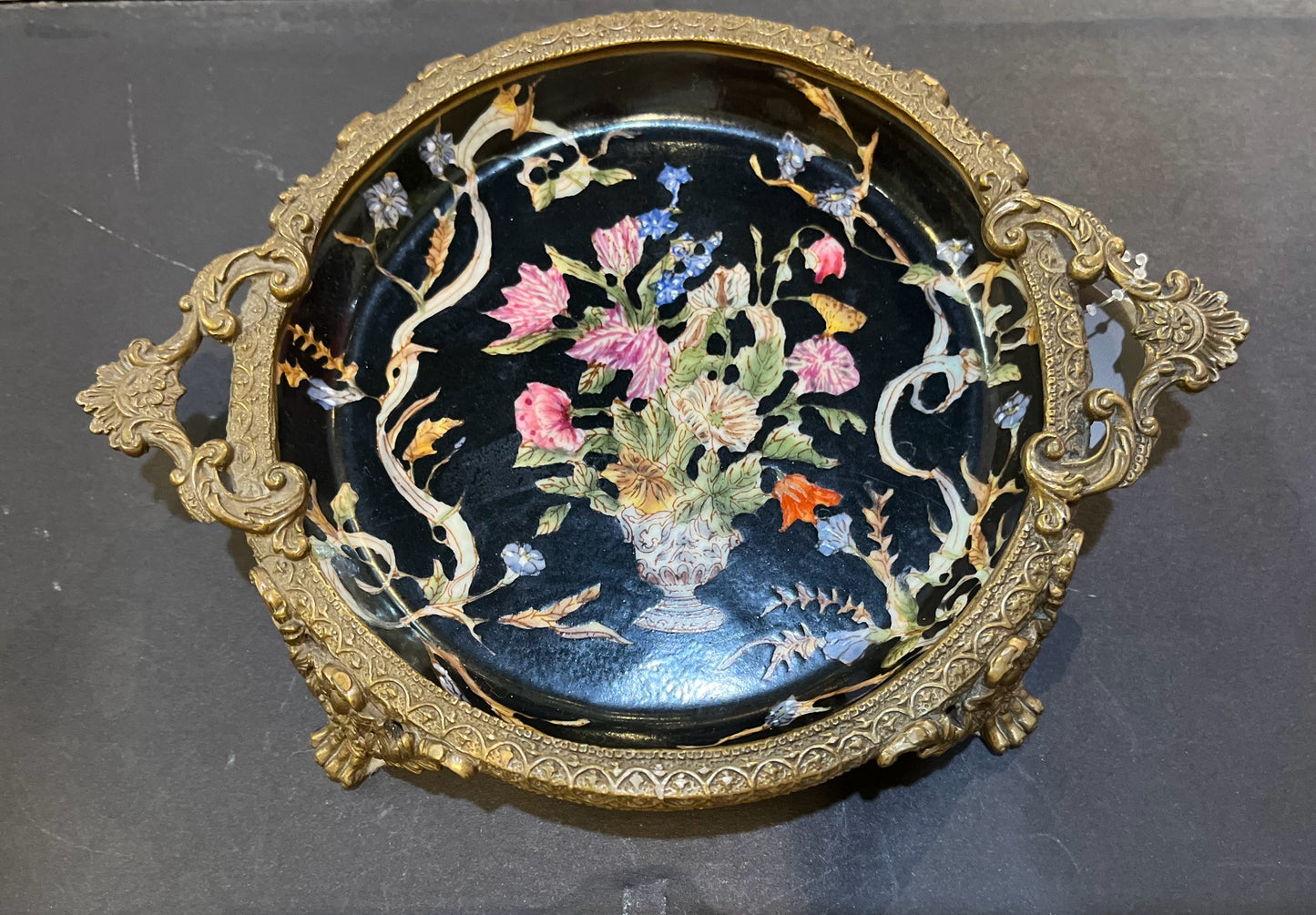 Vintage Chinese Enameled Footed Dish