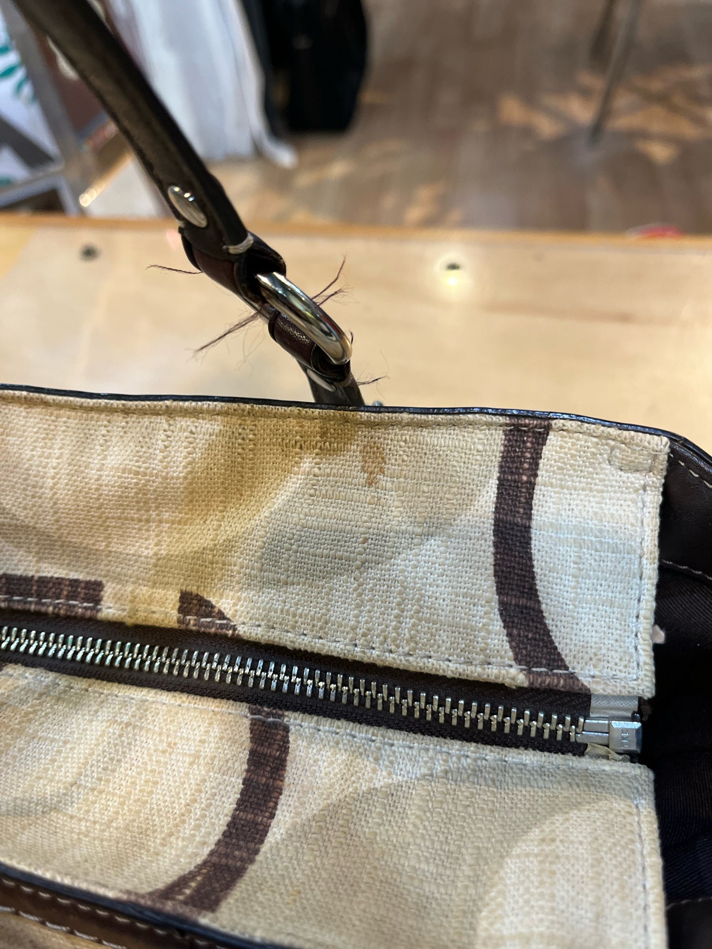 Coach Beige Signature “Gallery Tote” Handbag