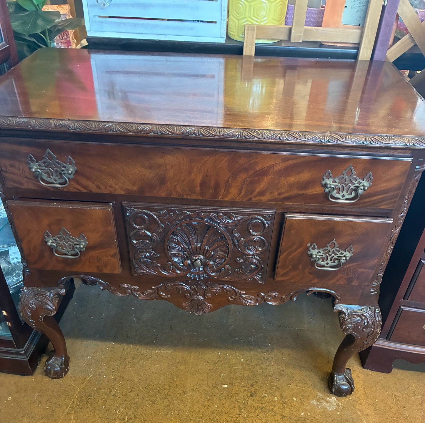 Vintage 4 drawer Queen Anne Style Lowboy