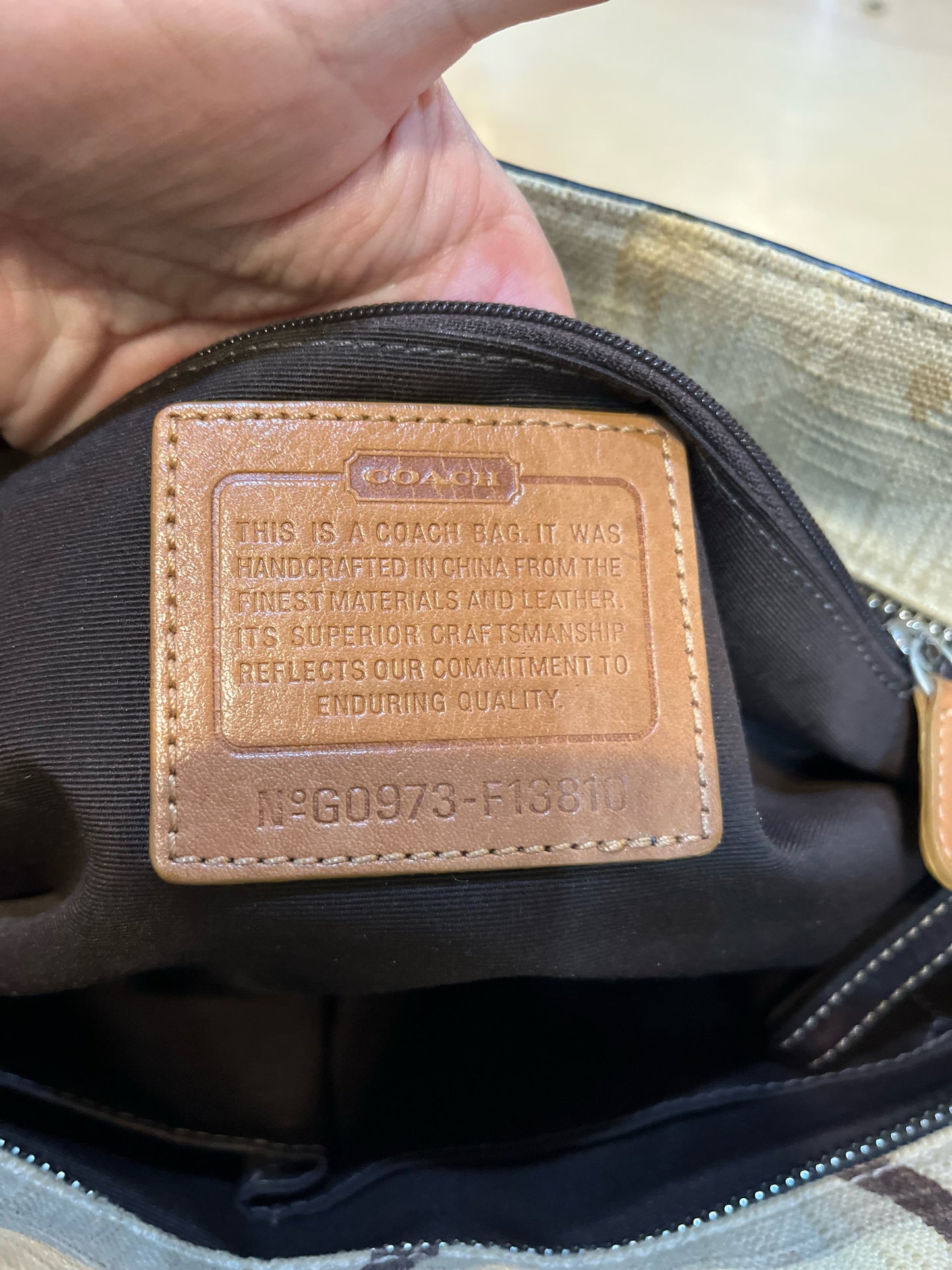 Coach Beige Signature “Gallery Tote” Handbag