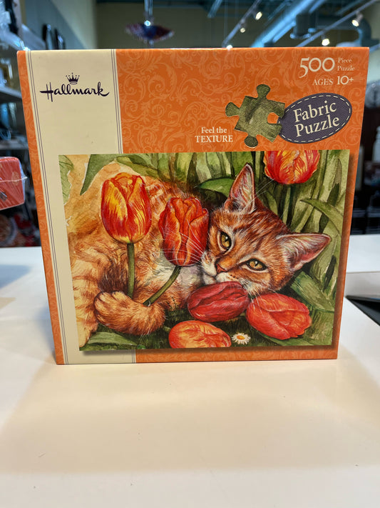 Hallmark Orange Cat & Tulips Puzzle