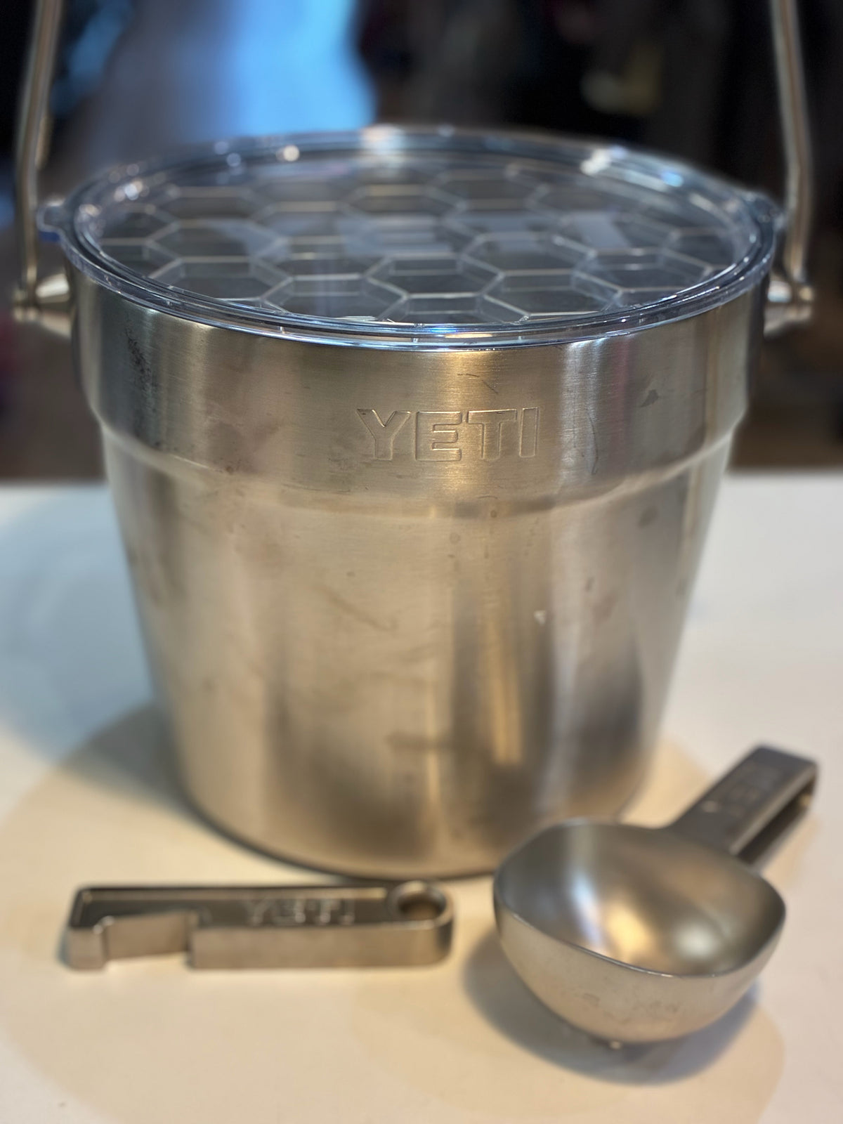 YETI Rambler Beverage Bucket w/ scooper & brick bottle opener