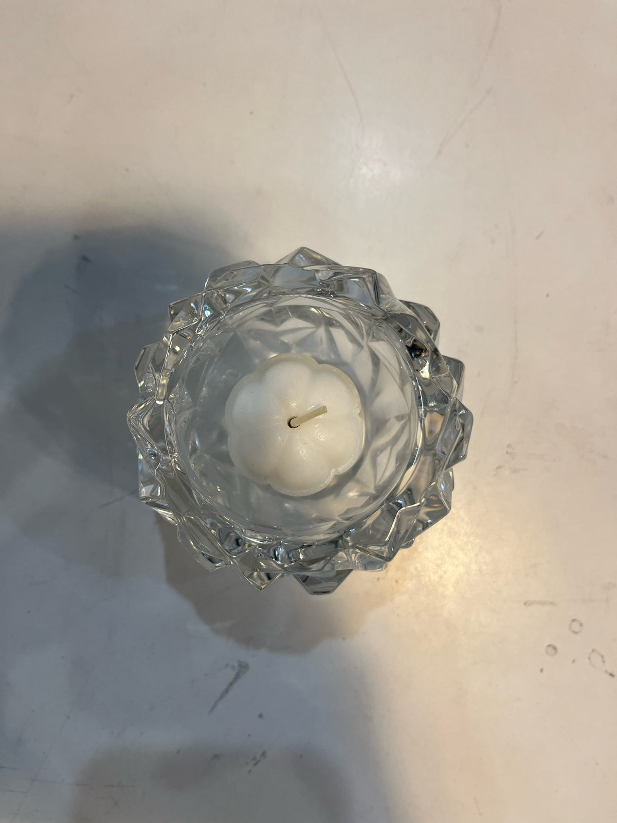Vintage TIFFANY & CO Crystal ROCK CUT 3" Votive Tea Light Candle Holder with box