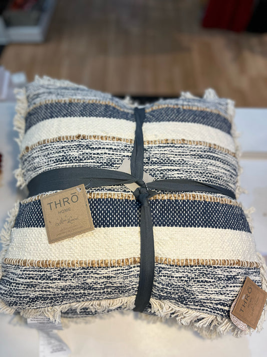 Set of 2 Blue Woven Square Pillows