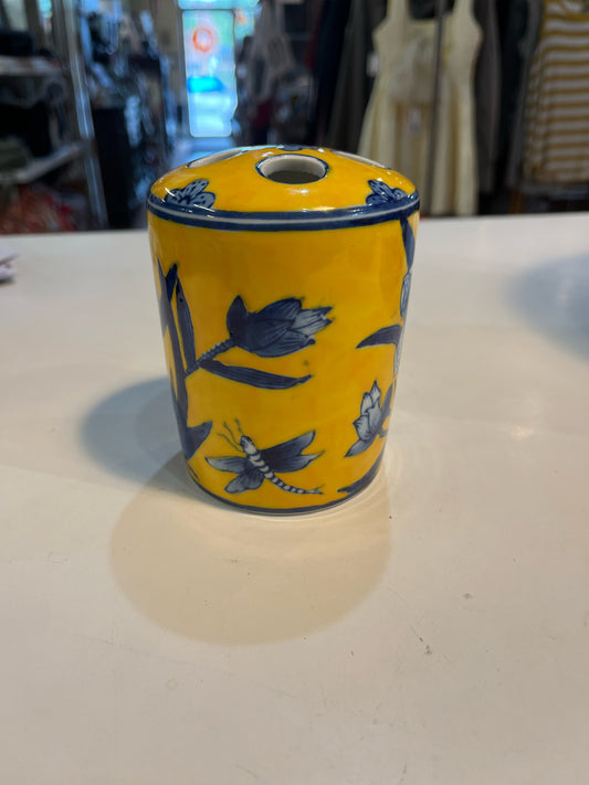 CIC Chinoiserie Yellow Toothbrush Holder