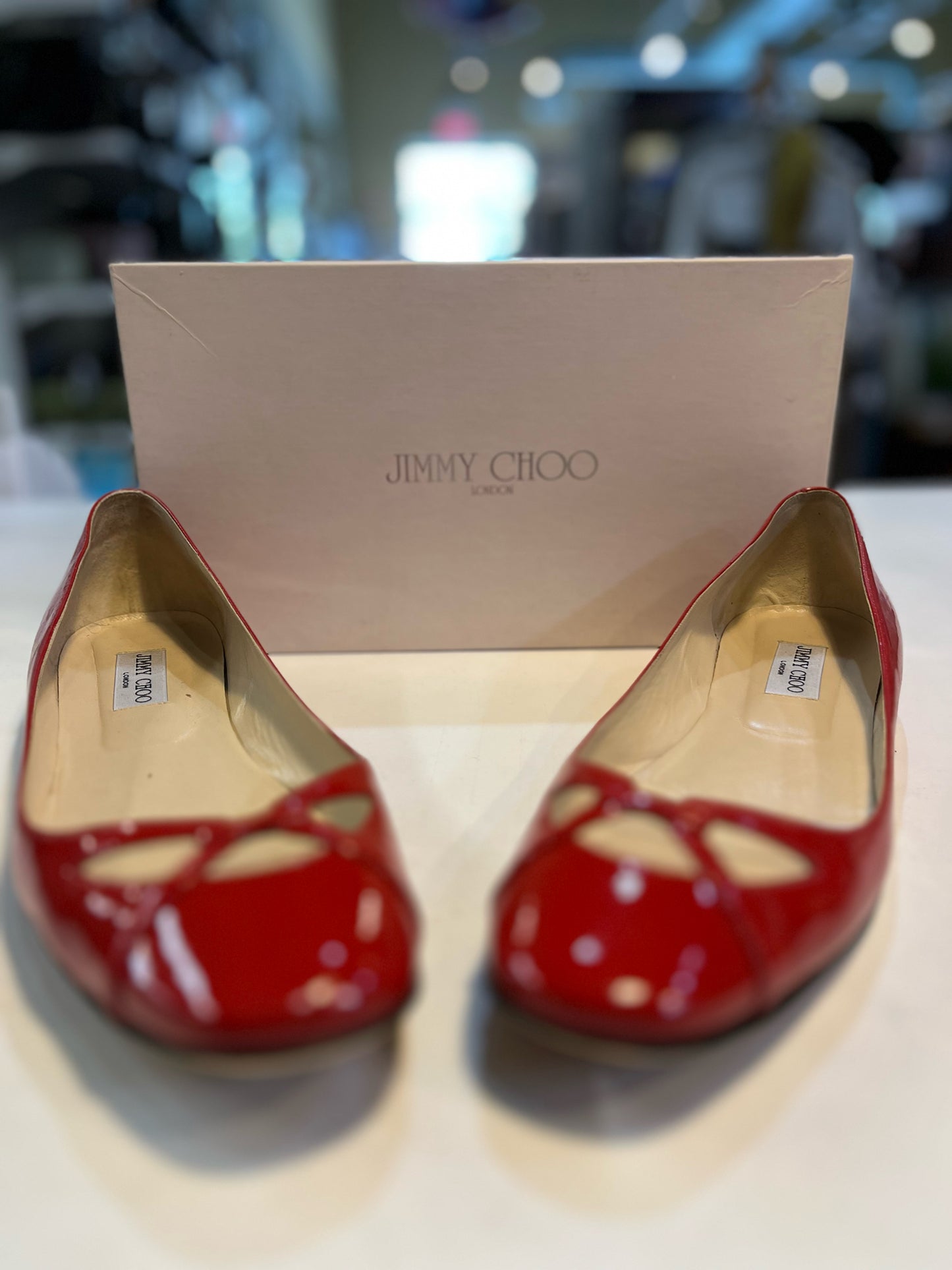 Jimmy Choo Red "London Glossy" Flats
