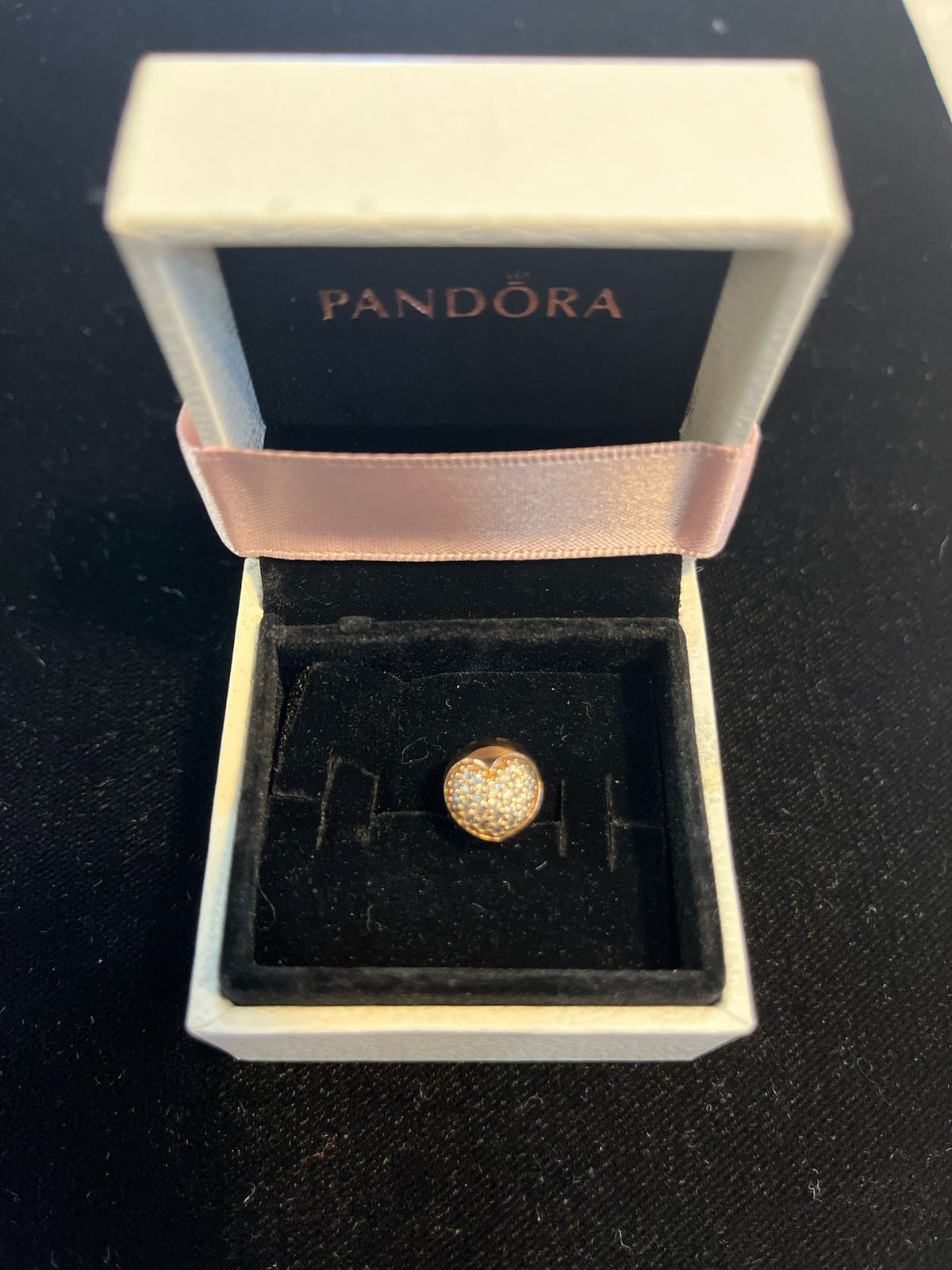 Pandora Rose Gold & CZ Pave Heart Clip Charm