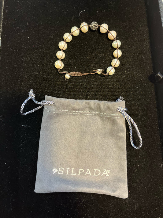 Silpada Rugged Pearl & Sterling Silver Adjustable Bracelet