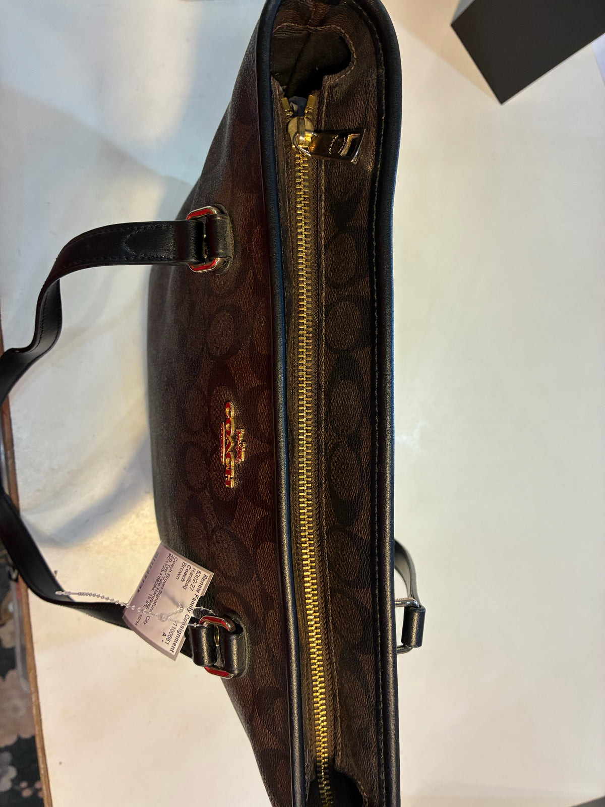 Coach Signature "City Zip Top" Tote Handbag