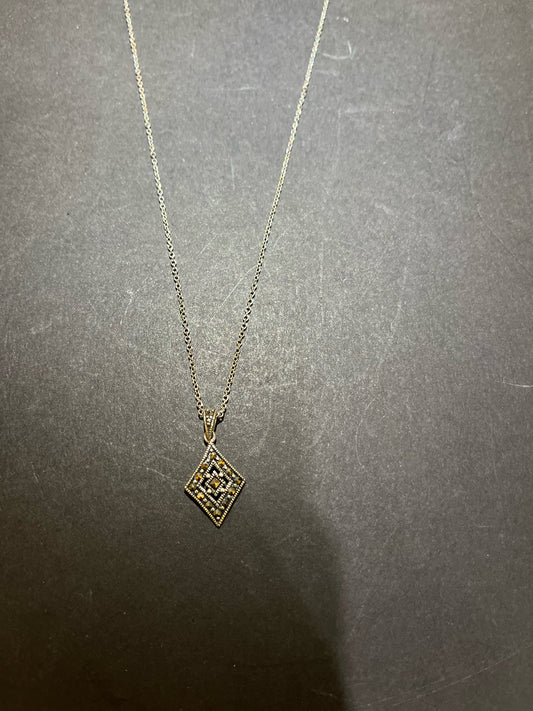 Sterling Silver & Marcasite Pendant Necklace