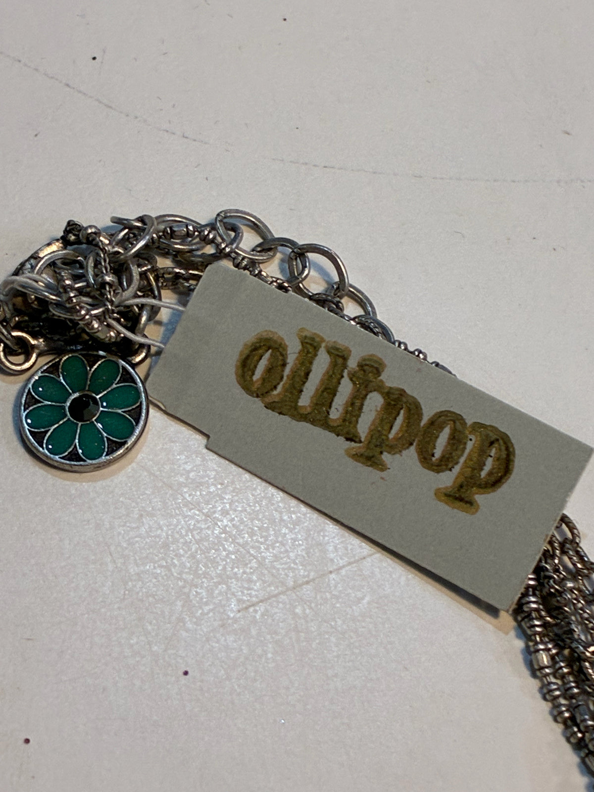 Ollipop Turquoise Colored Embellished Silver Tone Cross Necklace