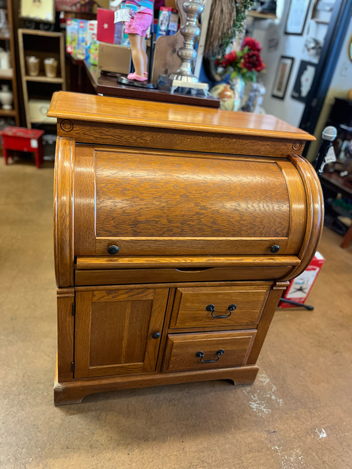 Vintage Riverside Furniture Compact Oak Roll Top Secretary Desk PICKUP ONLY