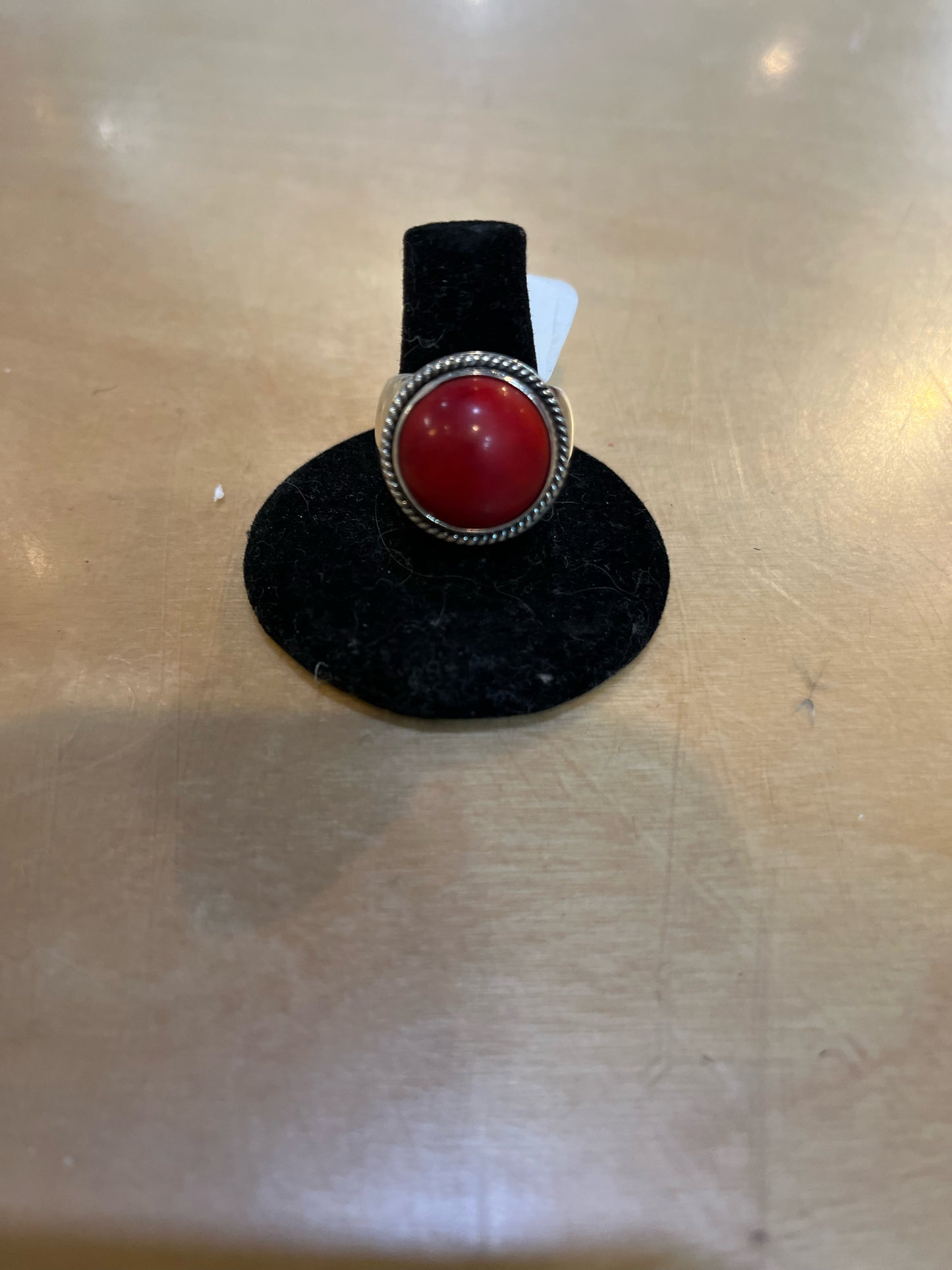 Red Coral & Sterling Silver Ring