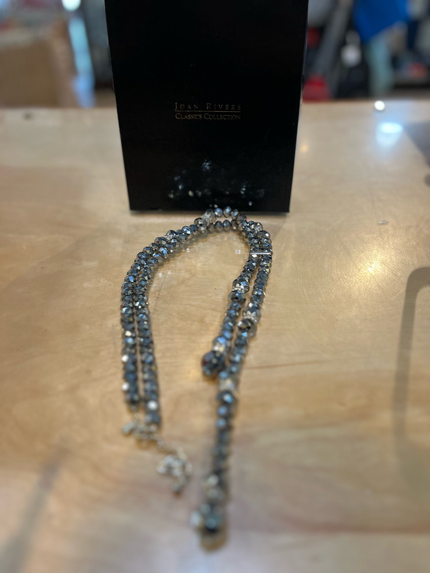 Joan Rivers Collection Faceted Gunmetal Crystal Bead Lariat Necklace