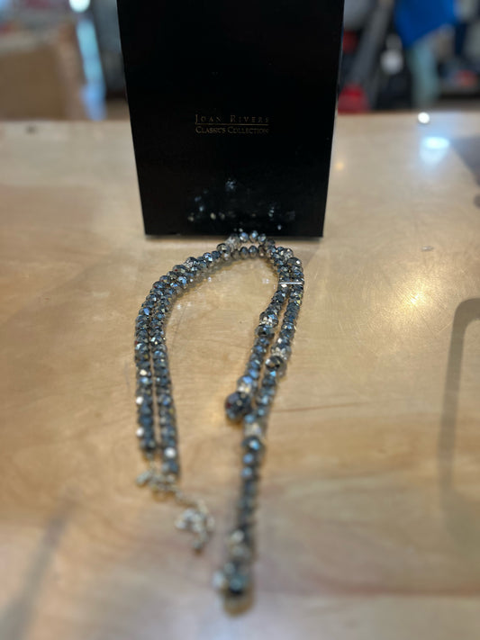 Joan Rivers Collection Faceted Gunmetal Crystal Bead Lariat Necklace