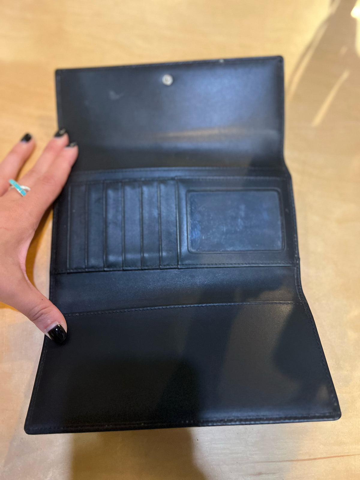 Coach Black Signature Tri-Fold Wallet