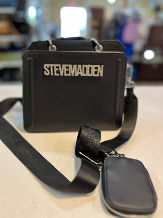 Steve Madden "Bevelyn" Black  & Rhinestone Handbag