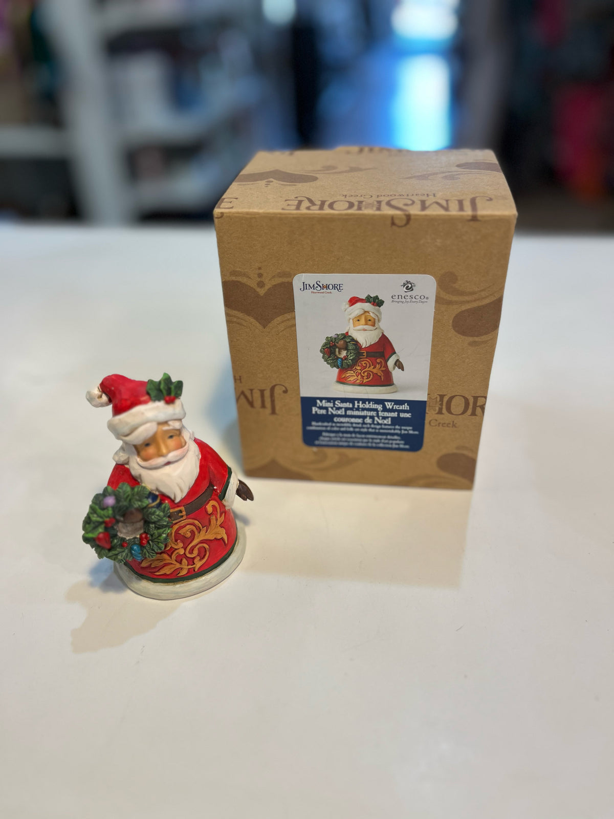jim shore mini santa holding wreath