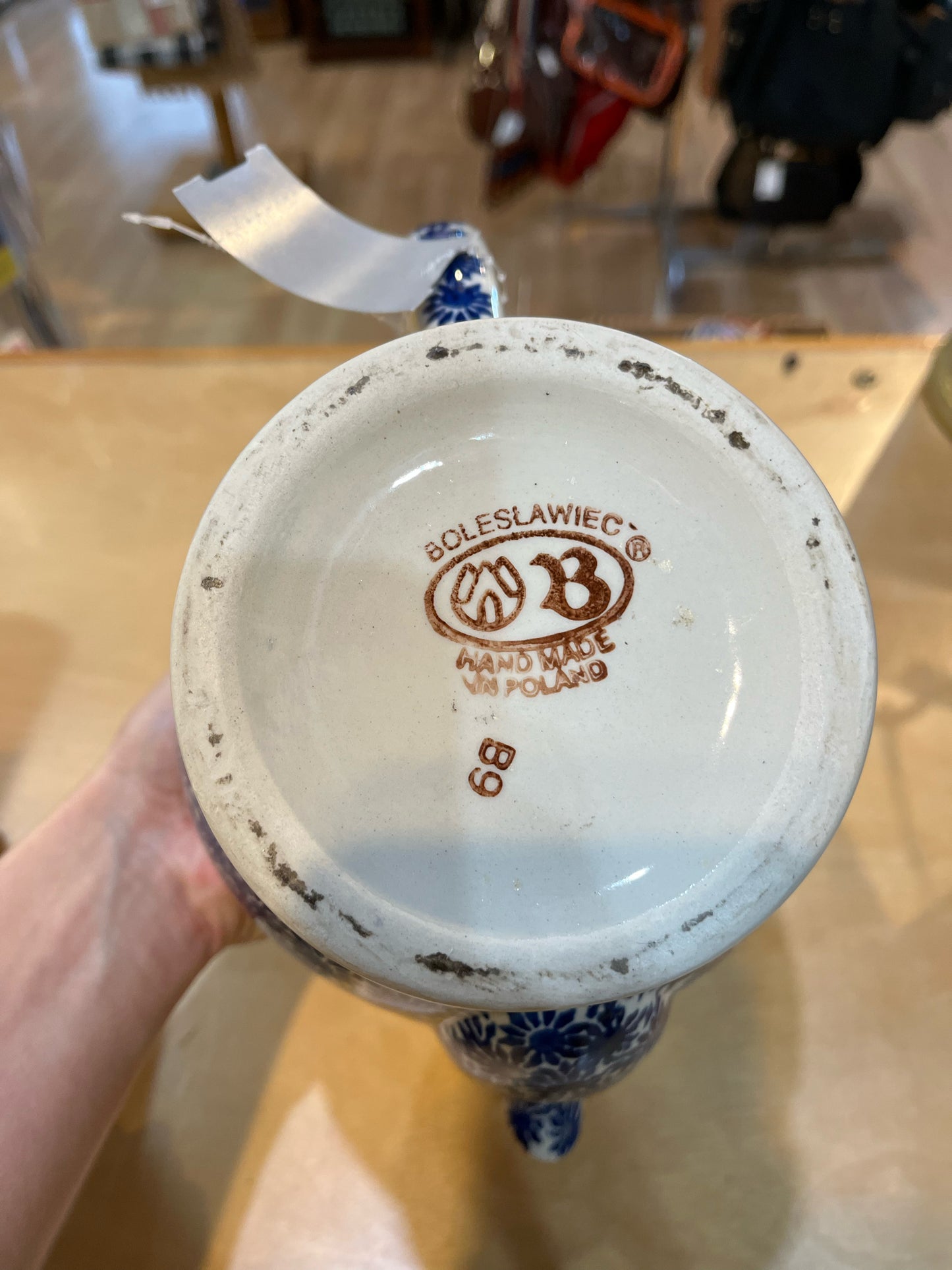 Boleslawiec Polish Pottery Teapot w/ blue bird top
