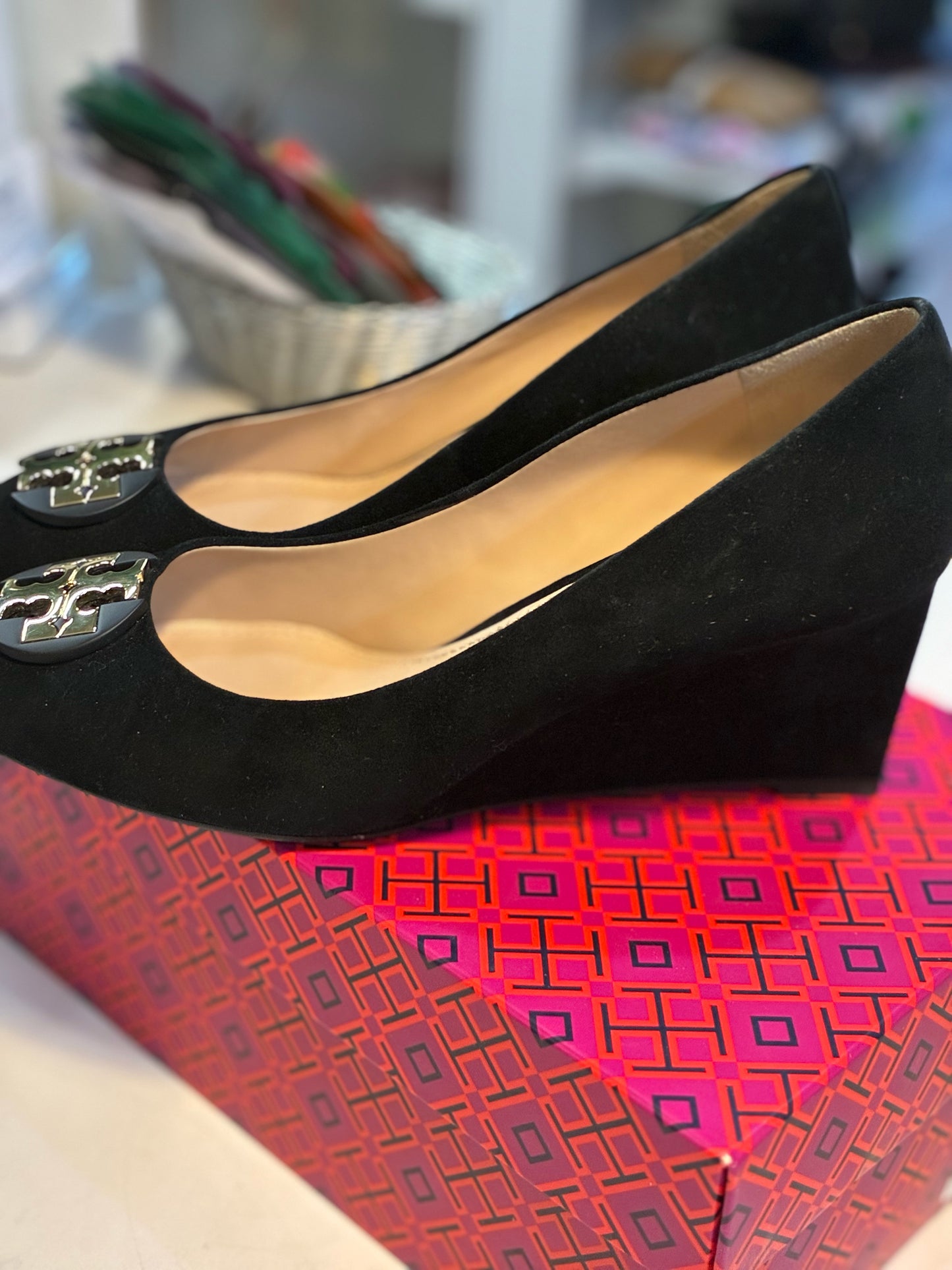 Tory Burch Closed Toe Suede Leather Wedge
