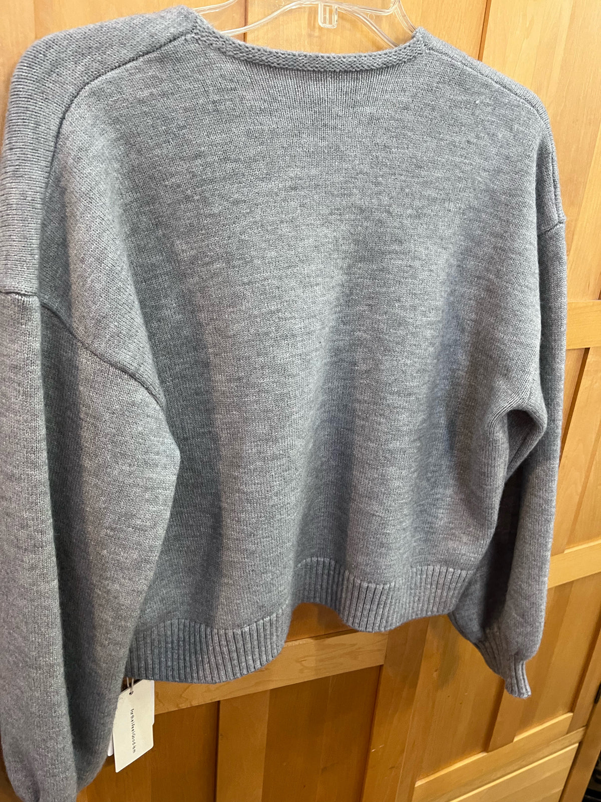 The Commense Crop Grey Cardigan with Black Velvet Bows