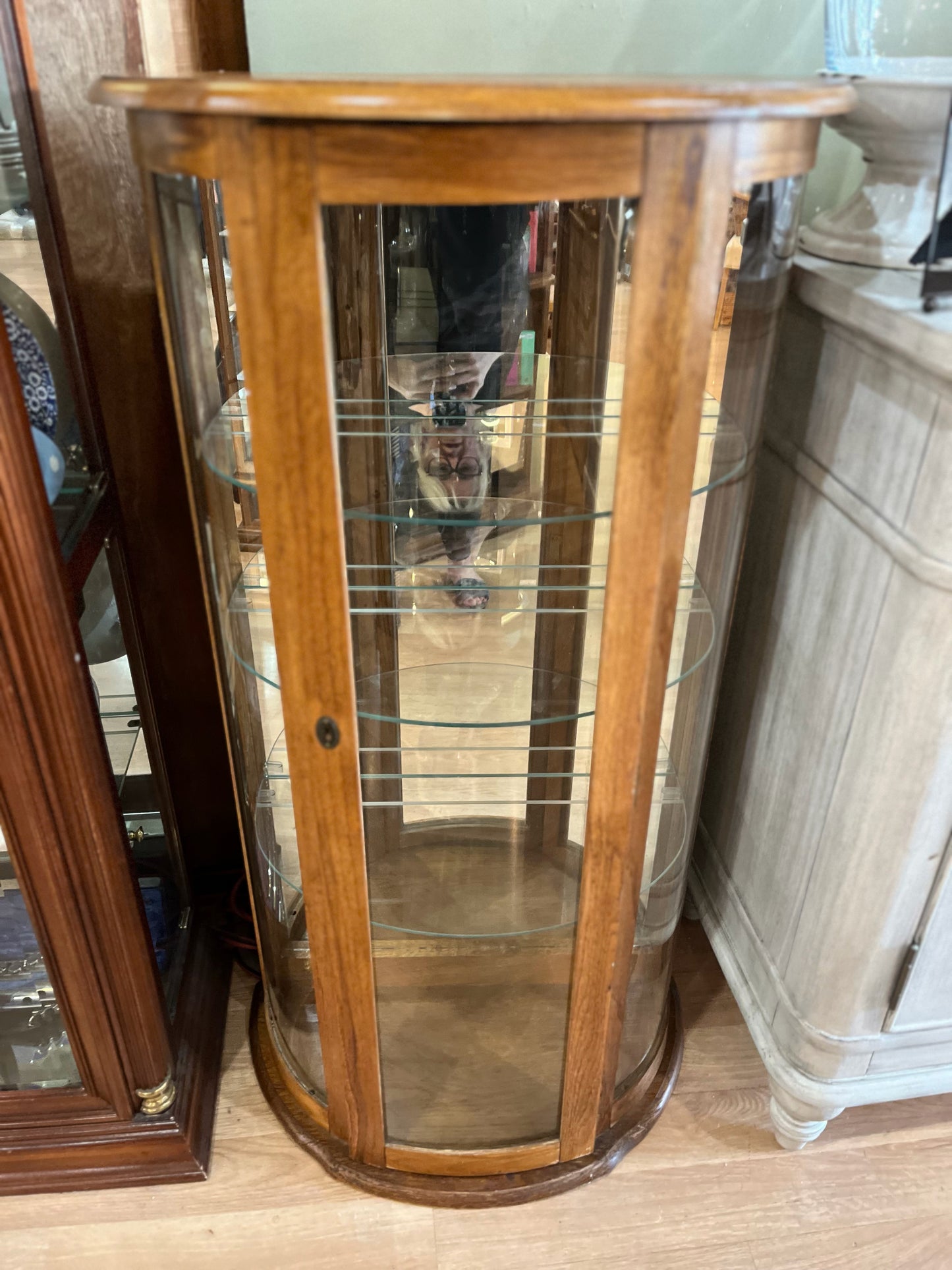 Light Wood & Glass Curio Cabinet