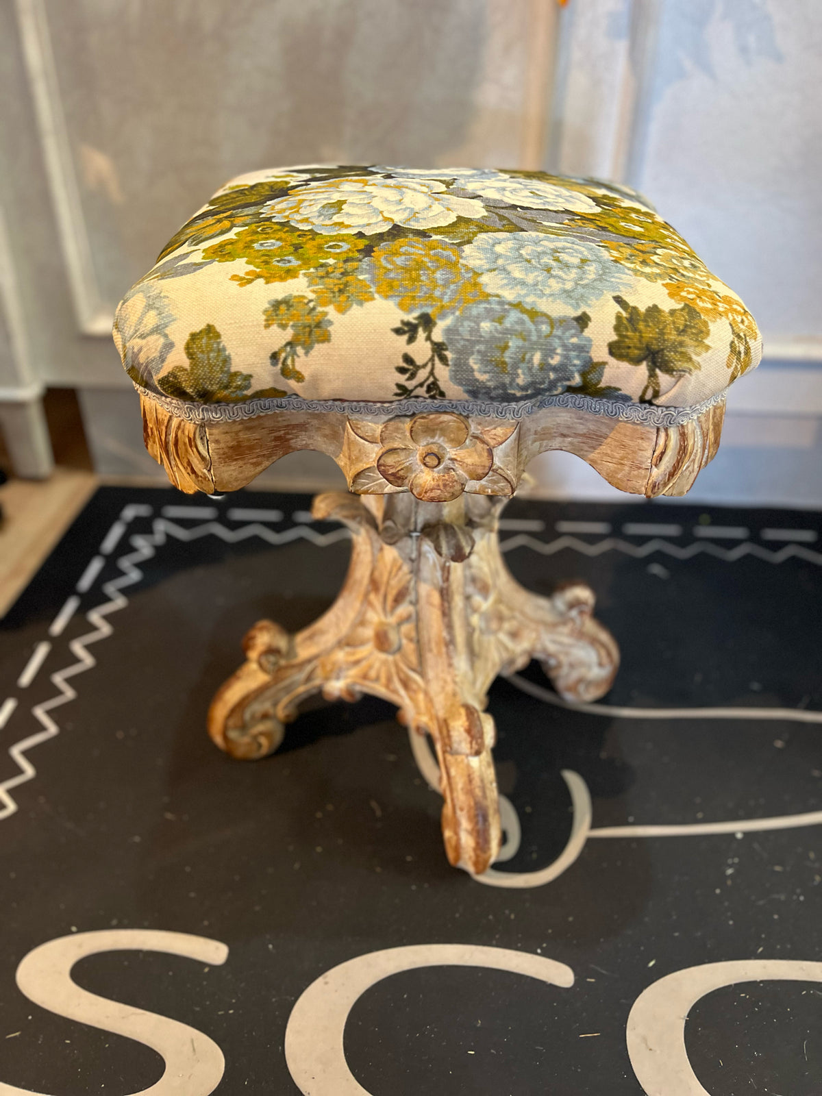 Recovered Antique Piano Stool