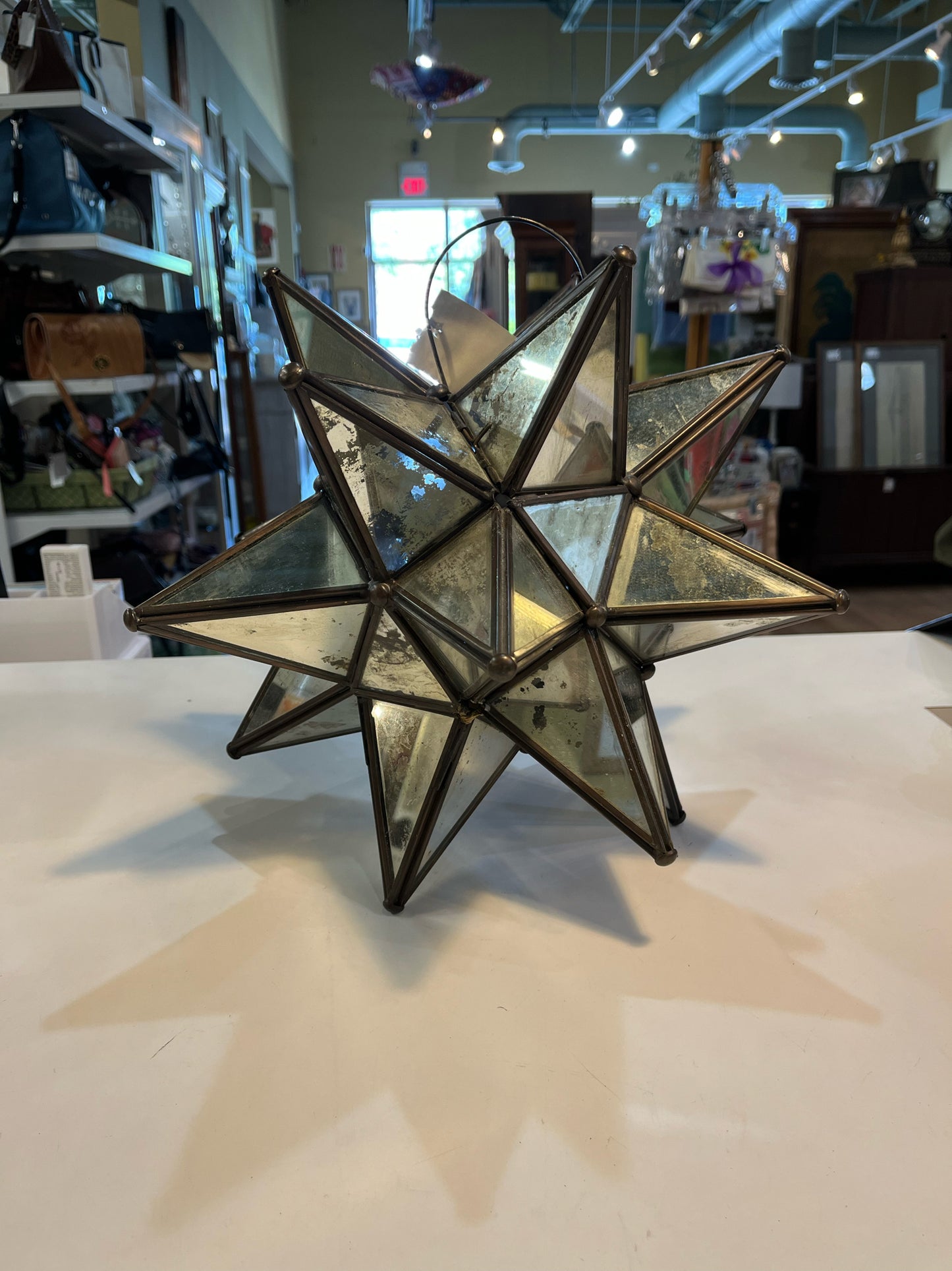 Silver Mercury Glass Star Lantern