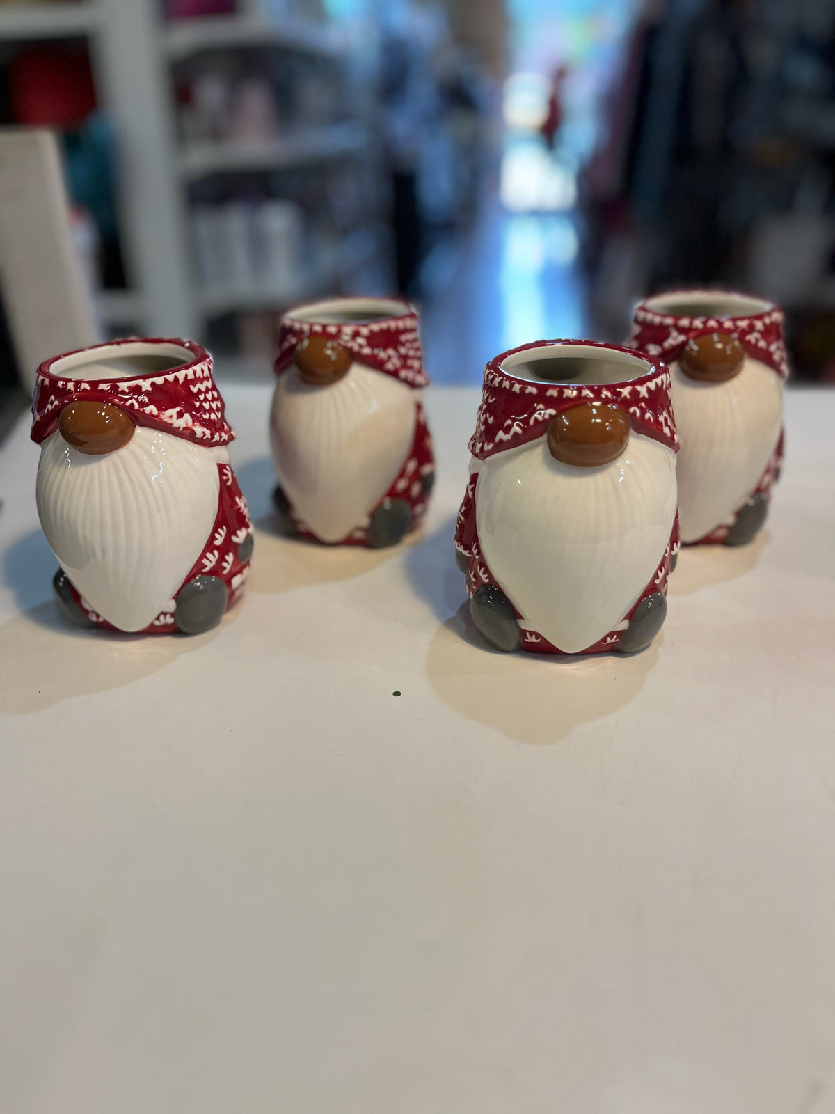 Pottery Barn Red Gnome Mug Set