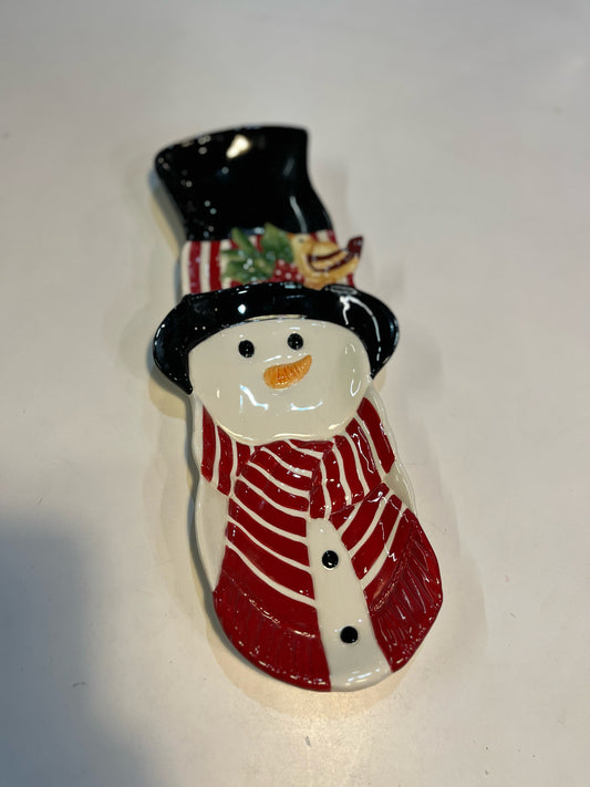 fitz and floyd snack therapy snowman plate