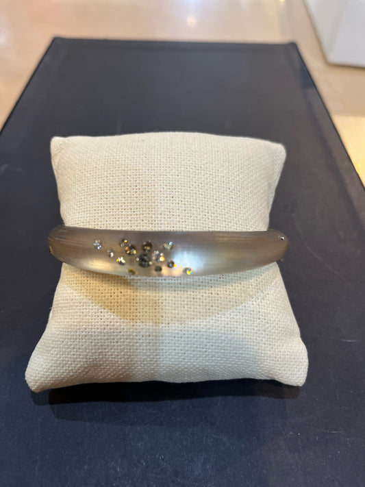Alexis Bittar Tapered Clear Lucite & Crystal Bangle Bracelet