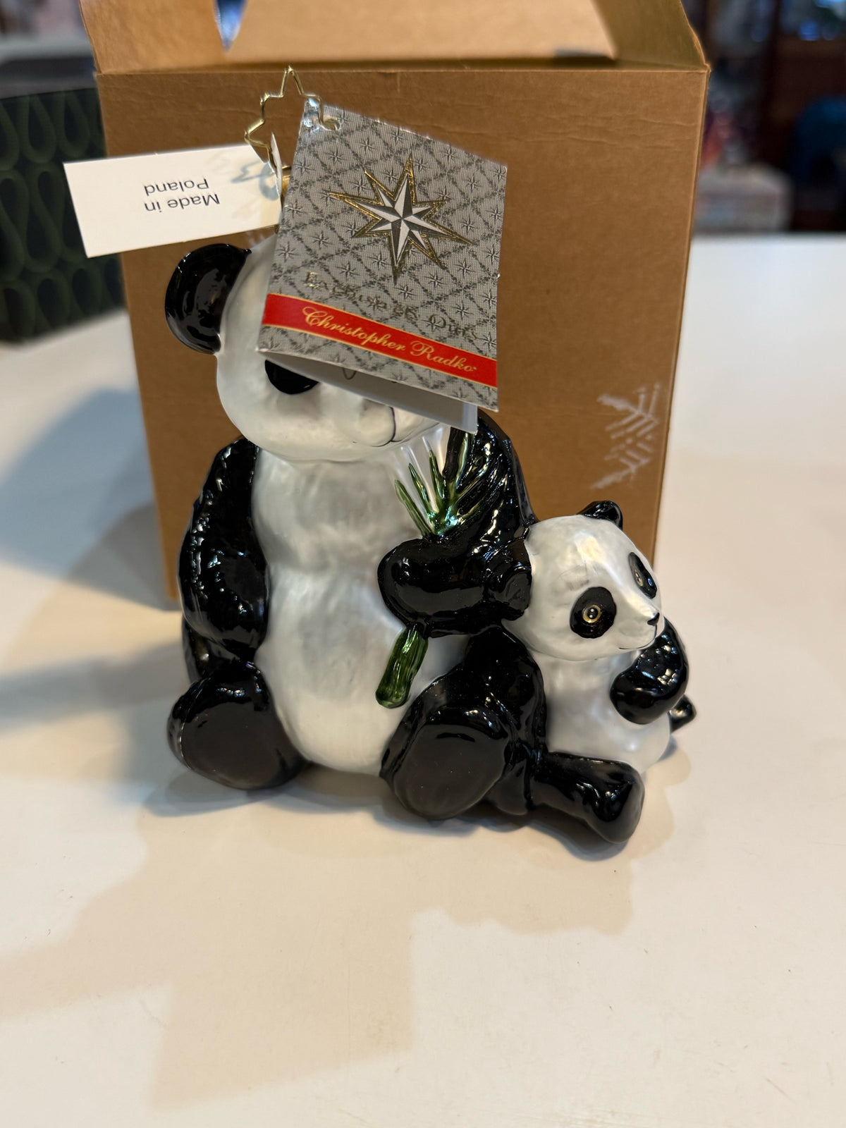 NWT Christopher Radko WWF Pandas Ornament