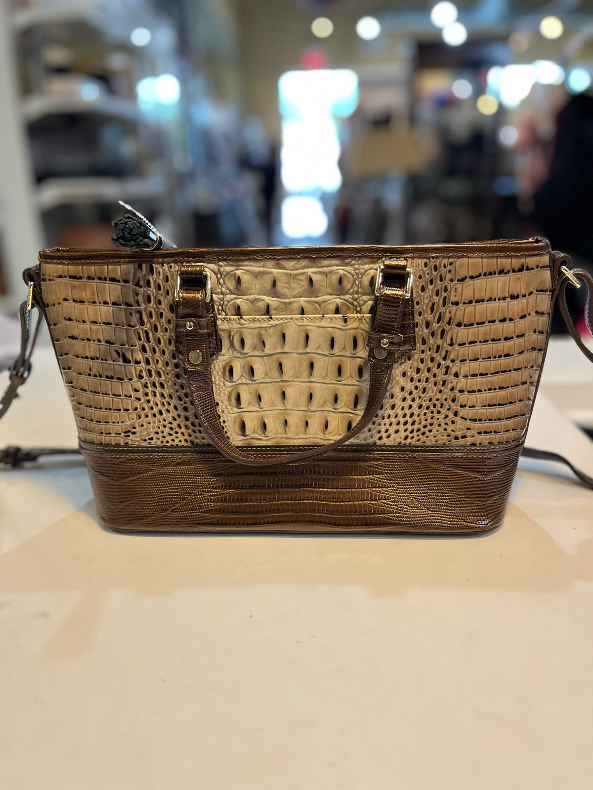 Brahmin Cream "Mini Asher" Handbag