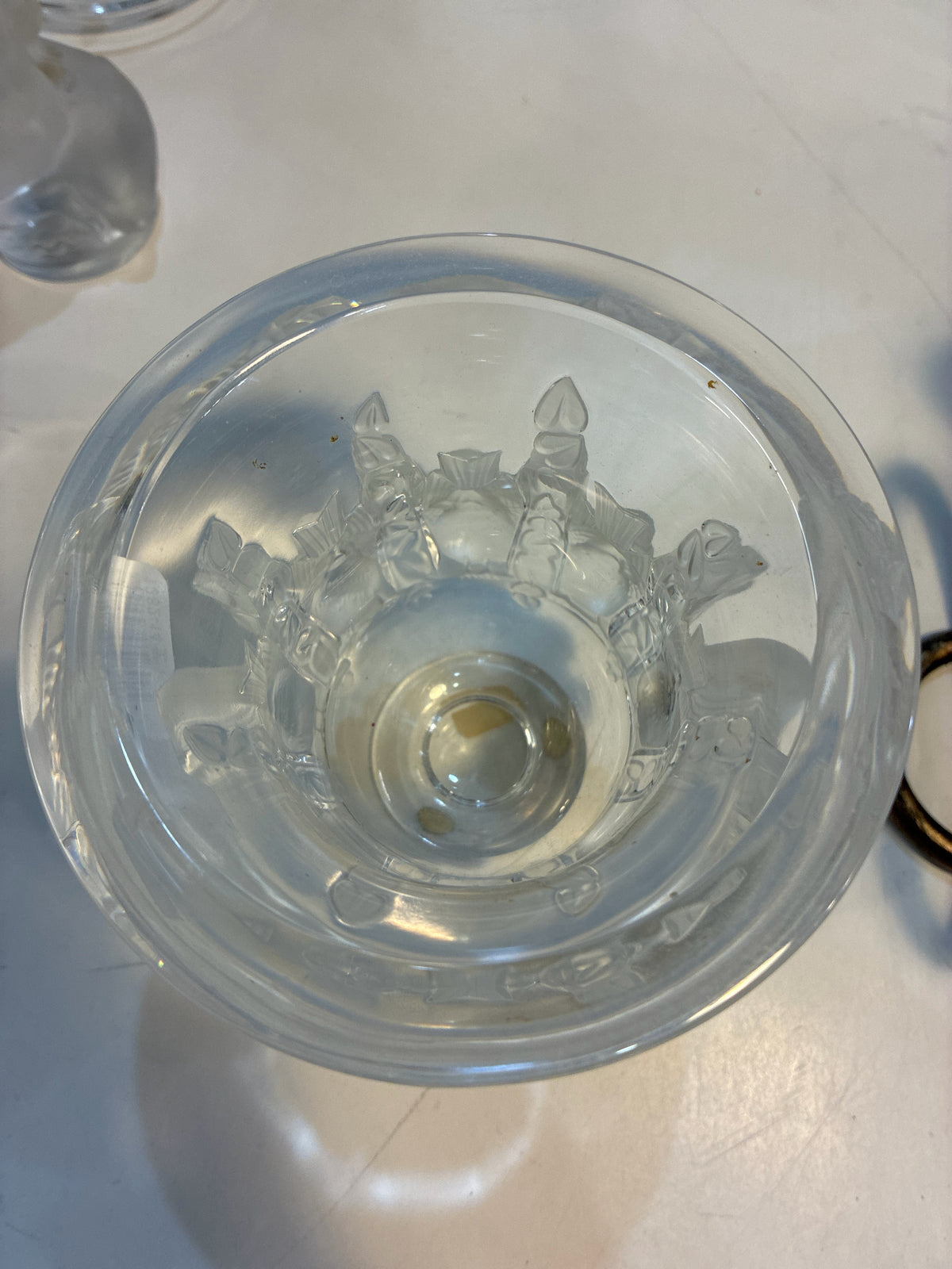 Lalique Crystal "Frosted Bird Dampierre Fluted Pedestal"