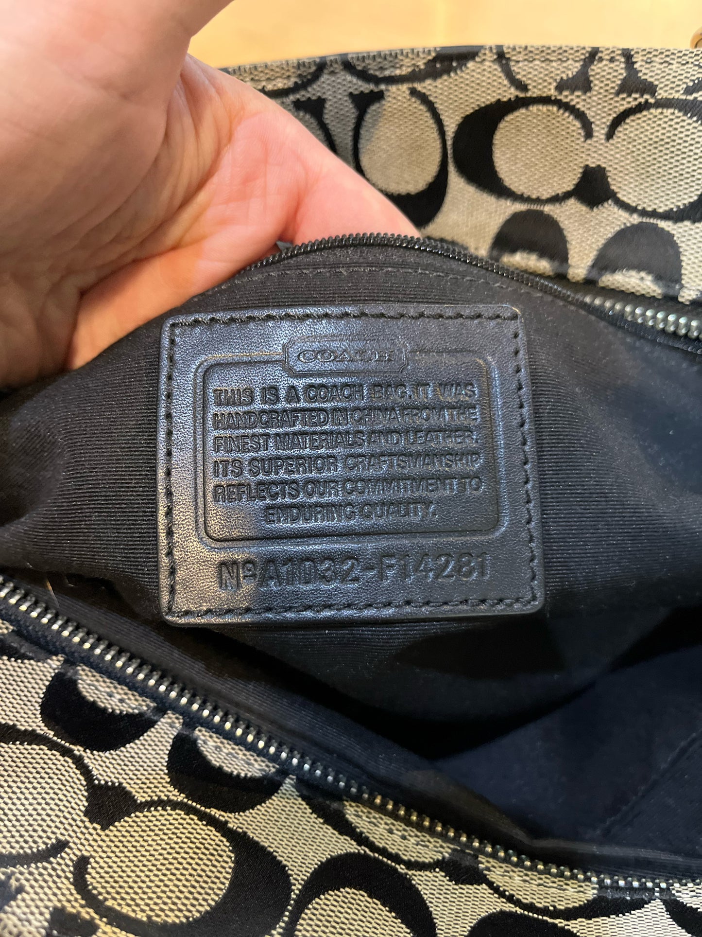 Coach Signature Black Canvas & Leather Handbag