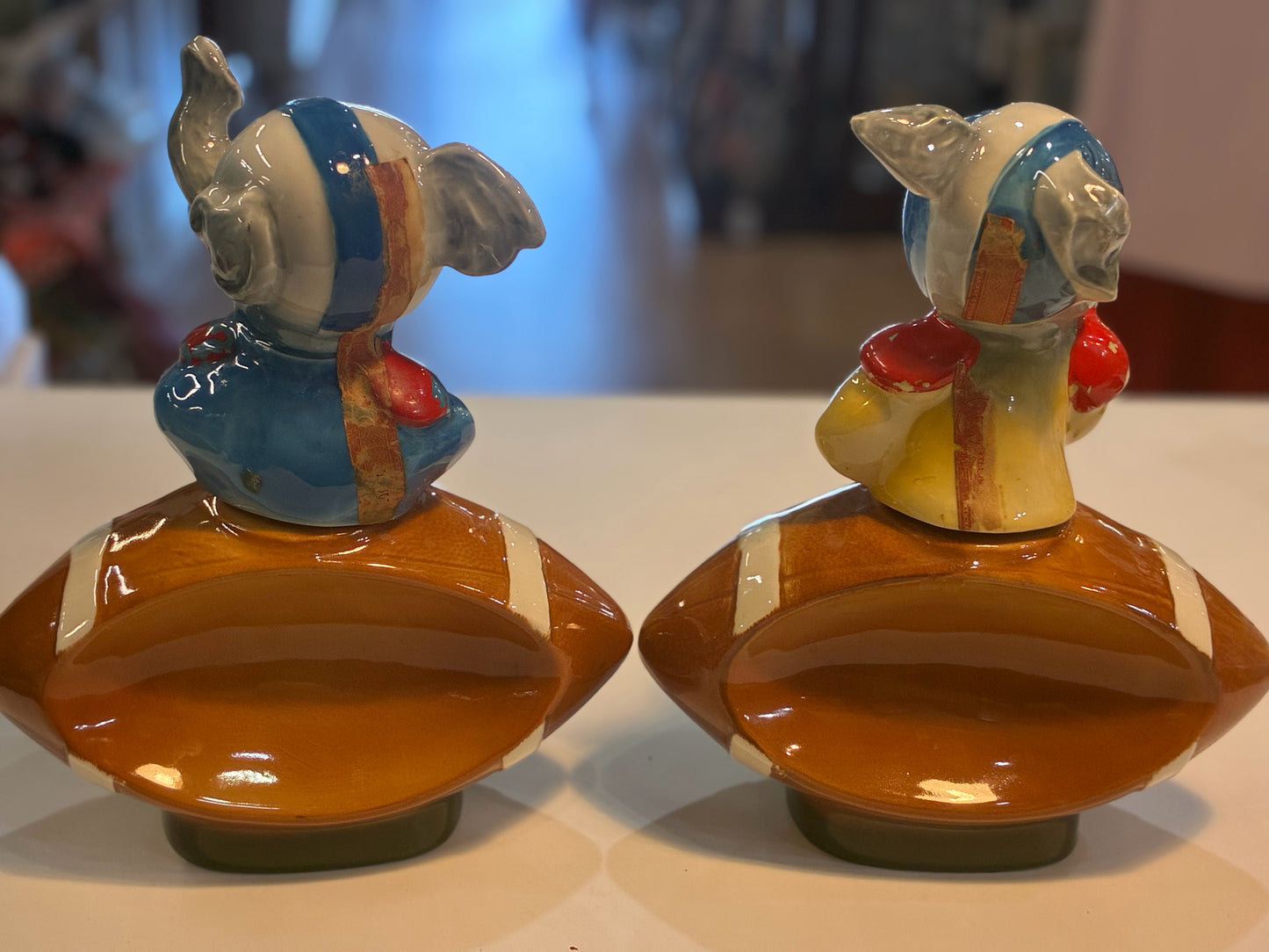 Vintage Jim Beam Republican  & Democrat Football Decanter Set