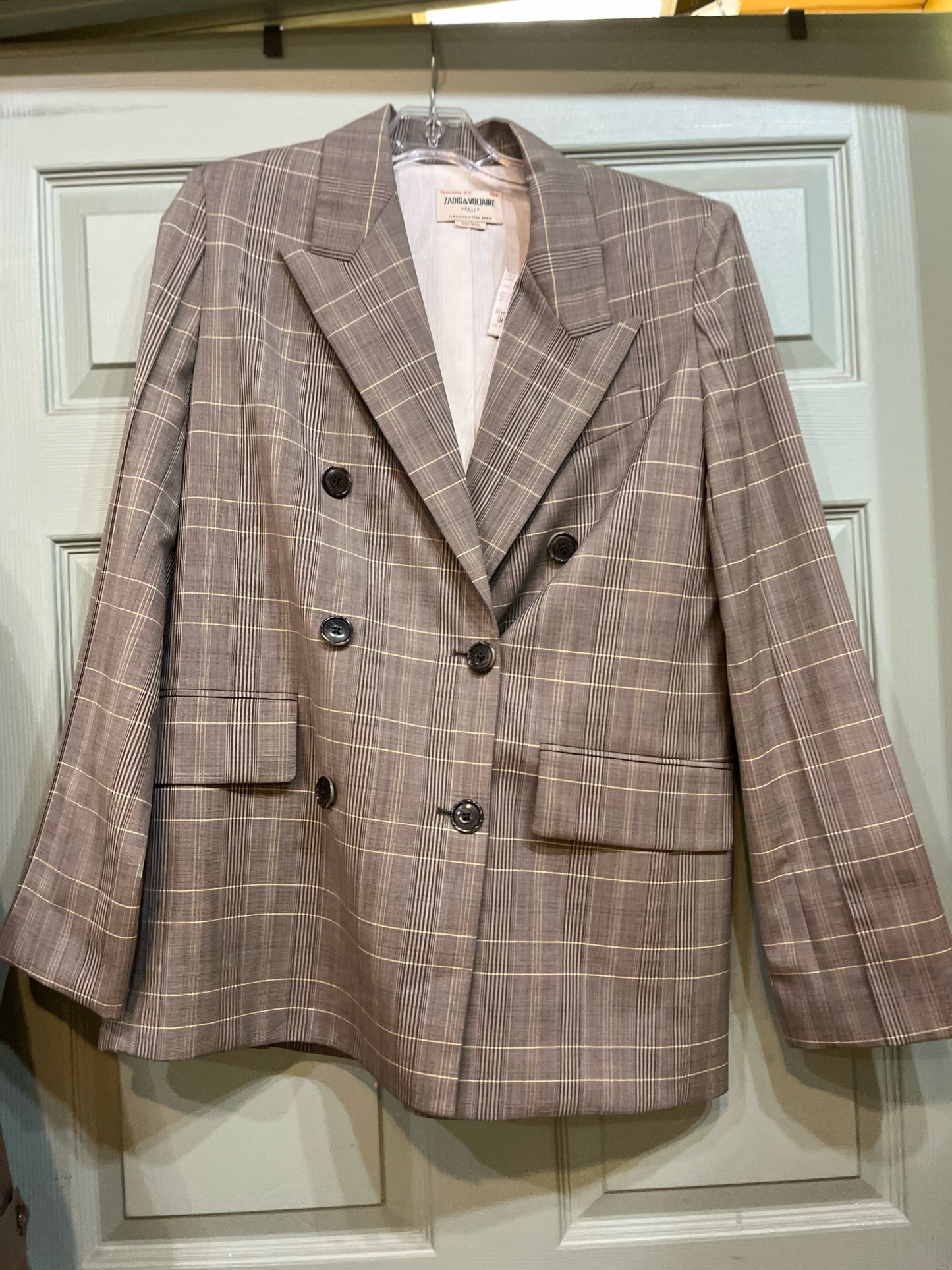 NWT Zadig & Voltaire "Vaena” Plaid Oversized Blazer