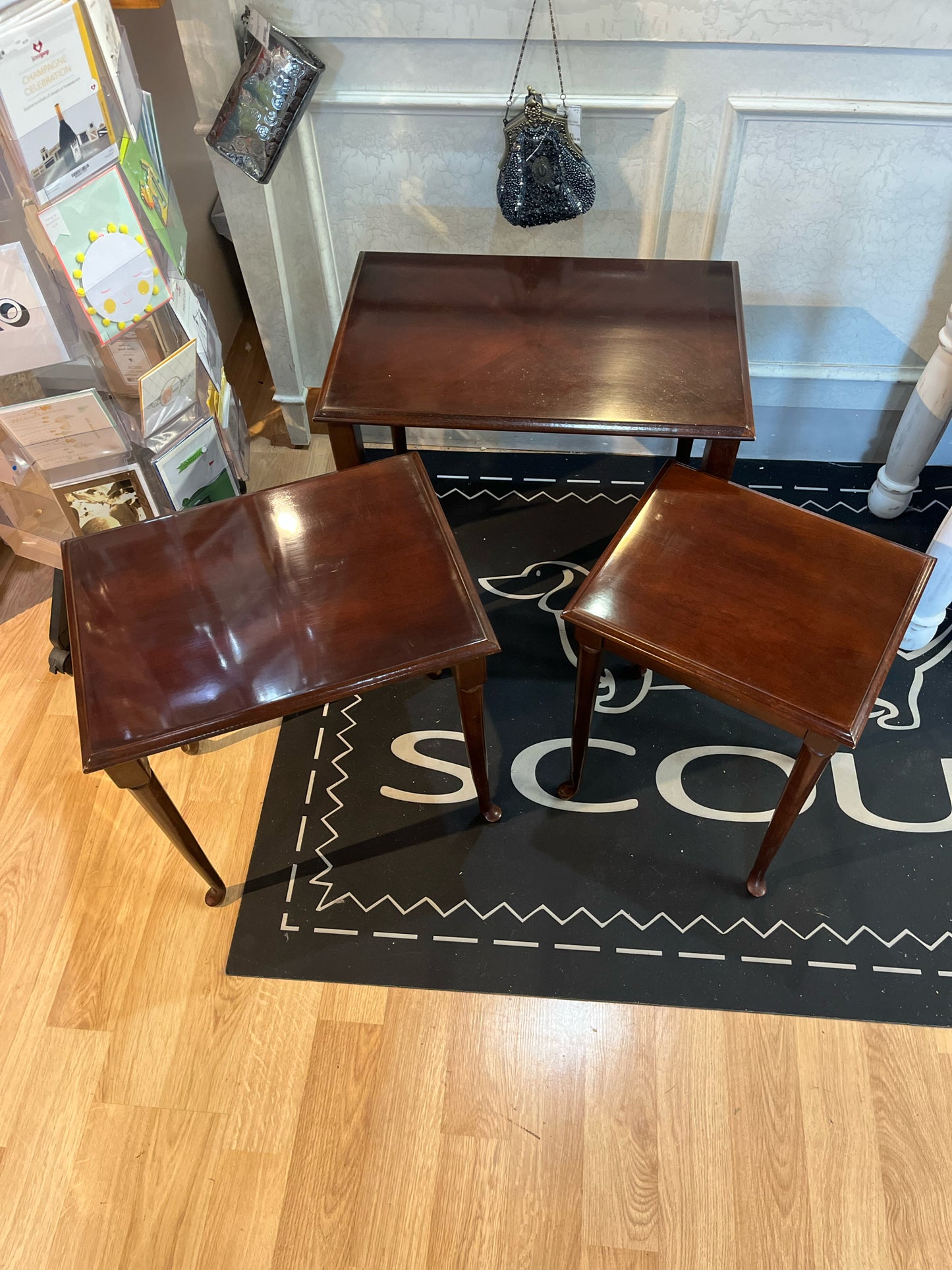 Set of 3 Dark Wood Nesting Tables