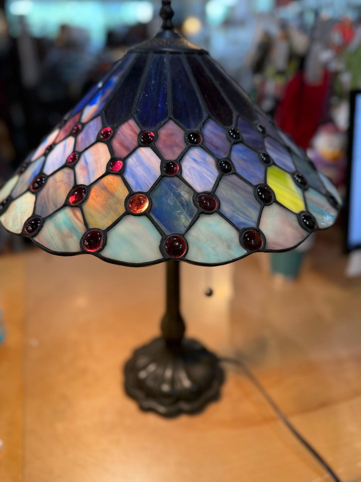 Quoizel Collectibles Blue & Purple Tiffany Lamp