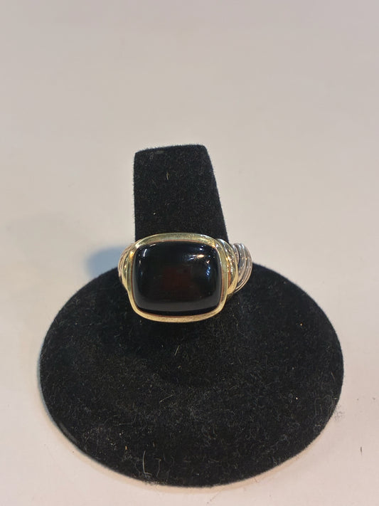 David Yurman Sterling Silver & 14k Onyx Ring