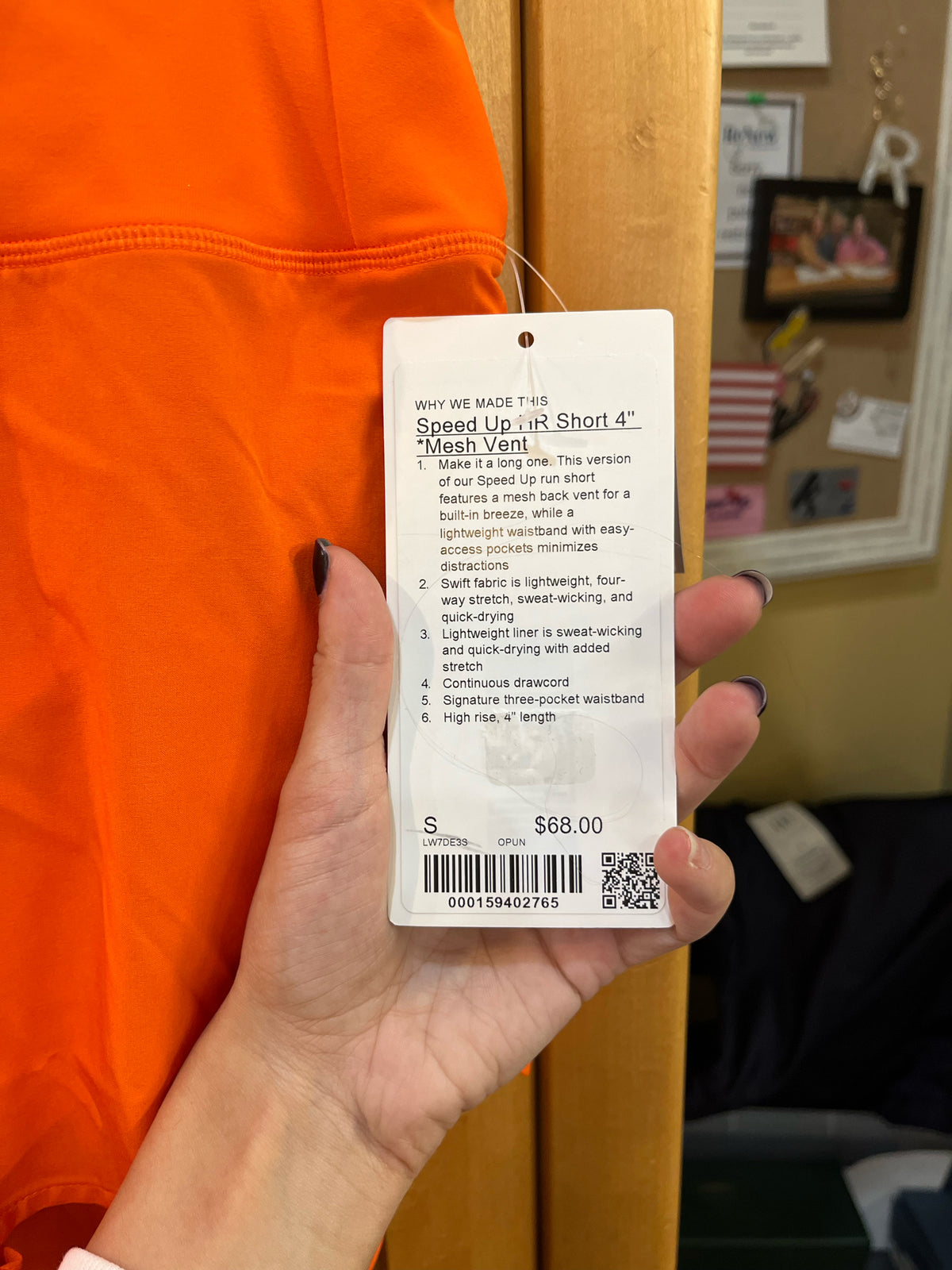 NWT Lululemon Orange "Speed Up HR Short 4" Mesh Vent"