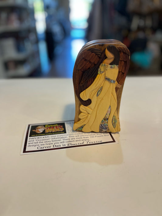 Carver Dan's "Divine Angel w/ abalone inlay" Carved Puzzle Box