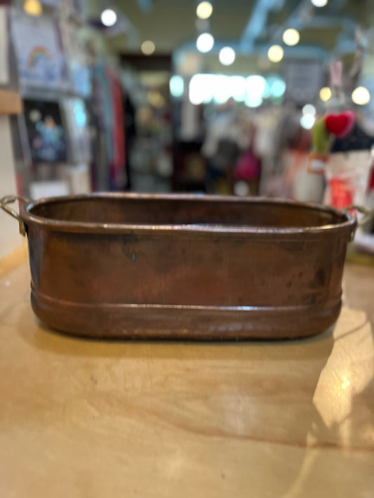 Vintage Oval Copper Cache Pot