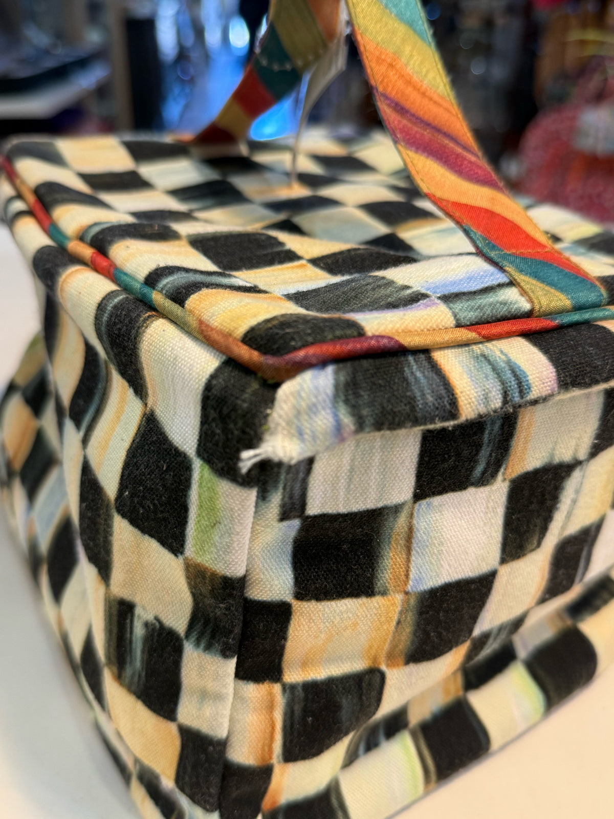 MacKenzie Childs Courtly Check Train Case cosmetic bag