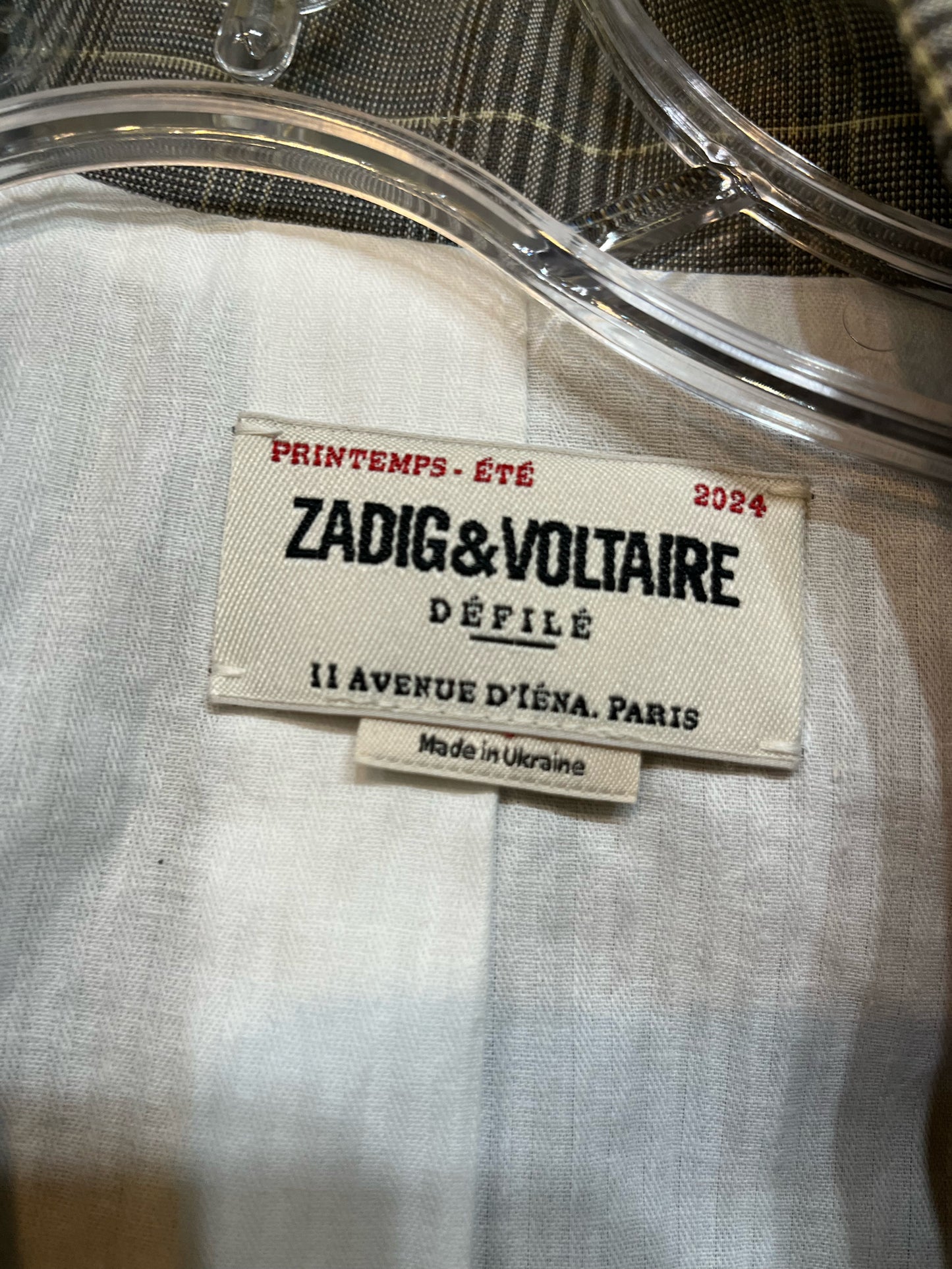 NWT Zadig & Voltaire "Vaena” Plaid Oversized Blazer