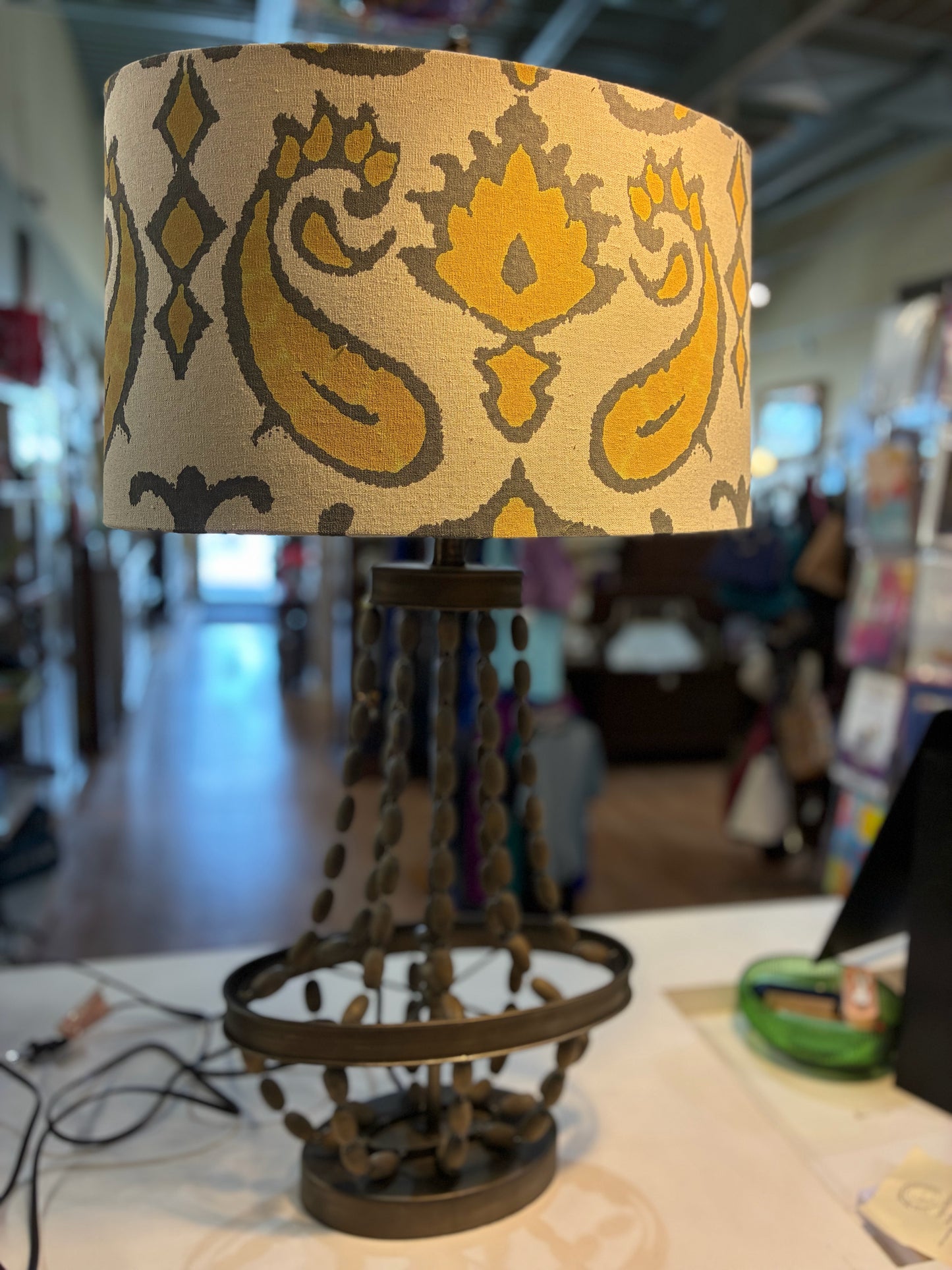 Gray Beaded Accent Lamp