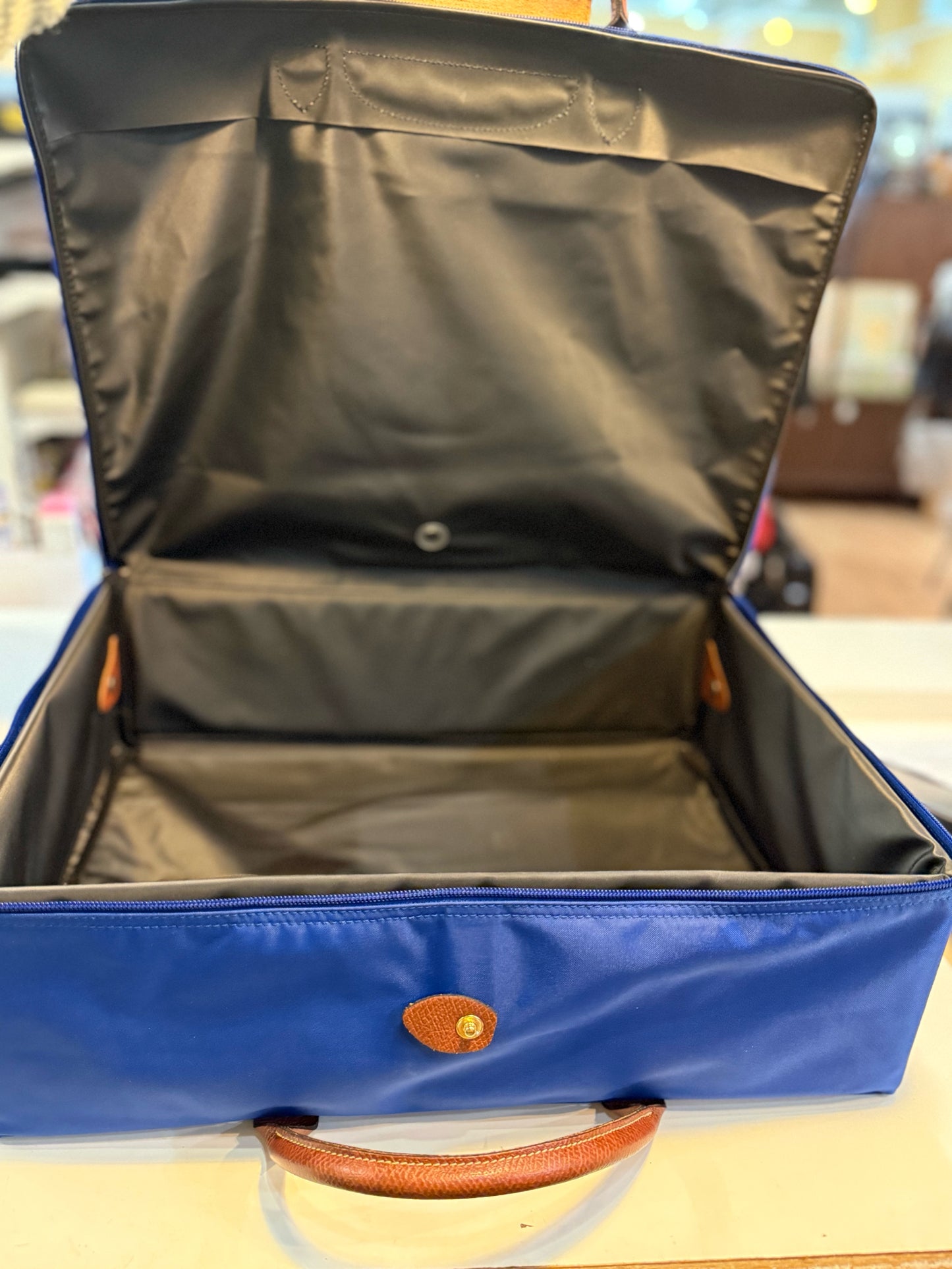 Longchamp Blue "Le Pilage Valise Travel Bag" Suitcase