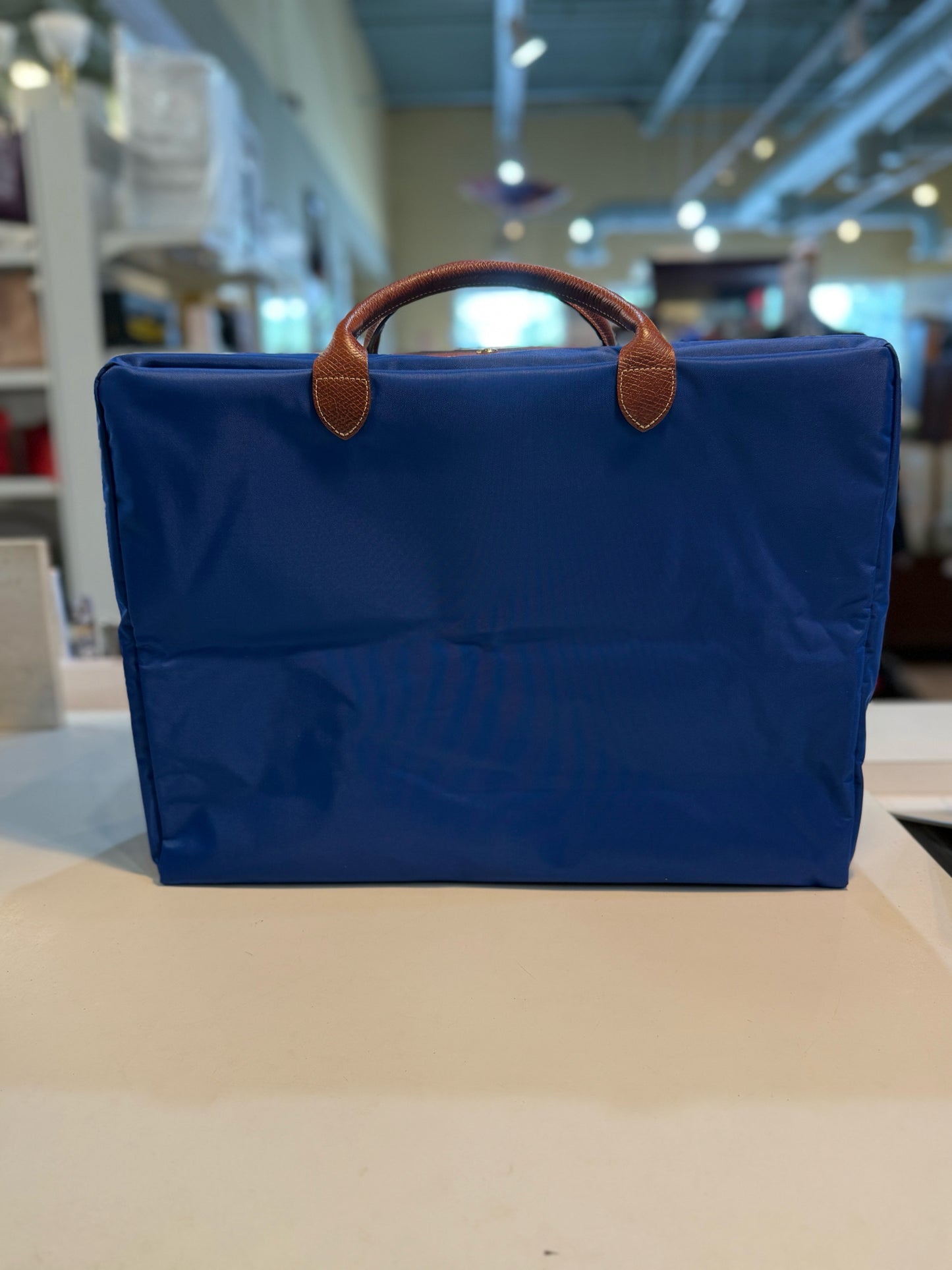 Longchamp Blue "Le Pilage Valise Travel Bag" Suitcase