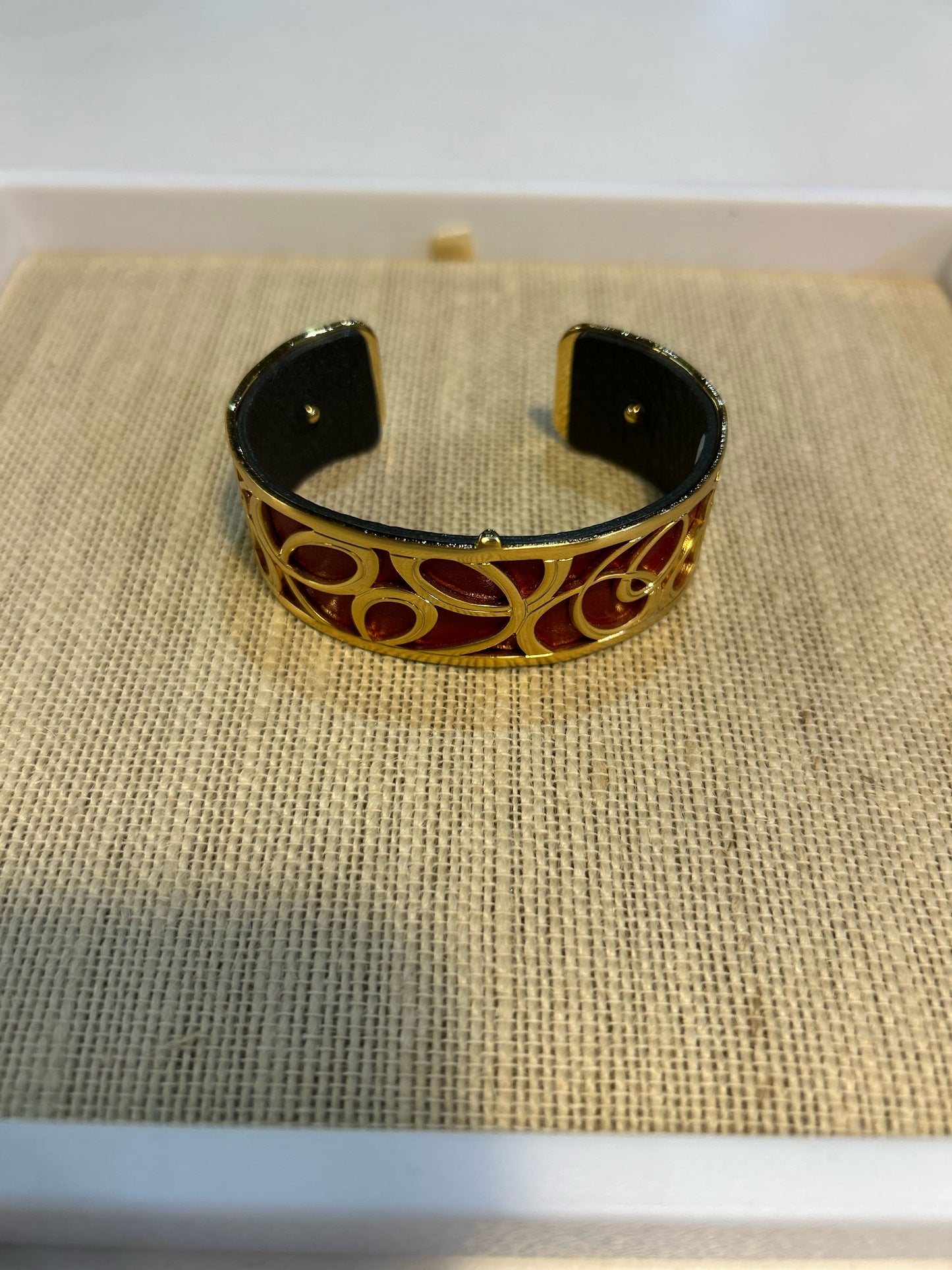 Brighton Christo Red Leather & Gold Cuff