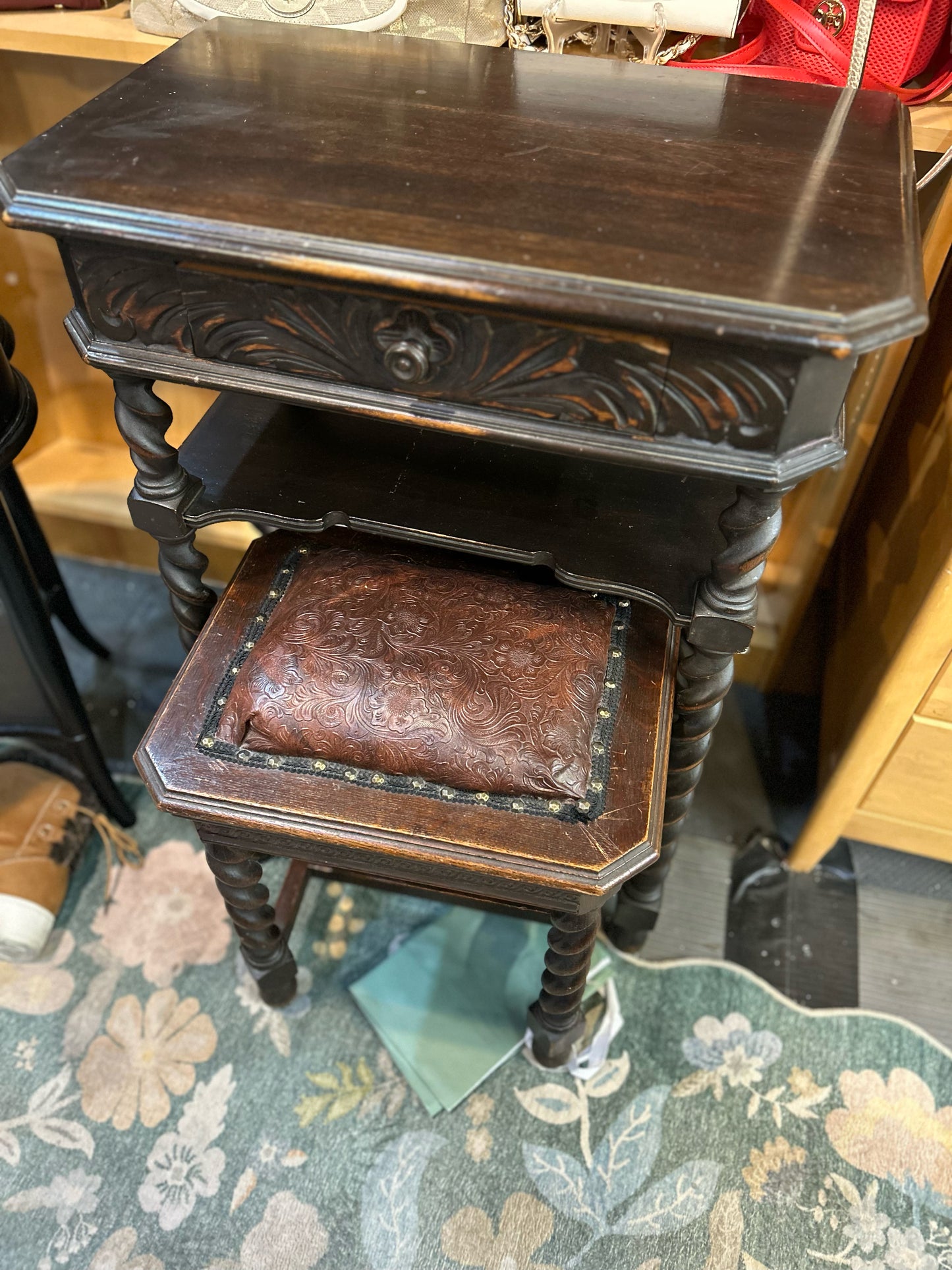 Antique Jacobean Revival Table and Bench SET